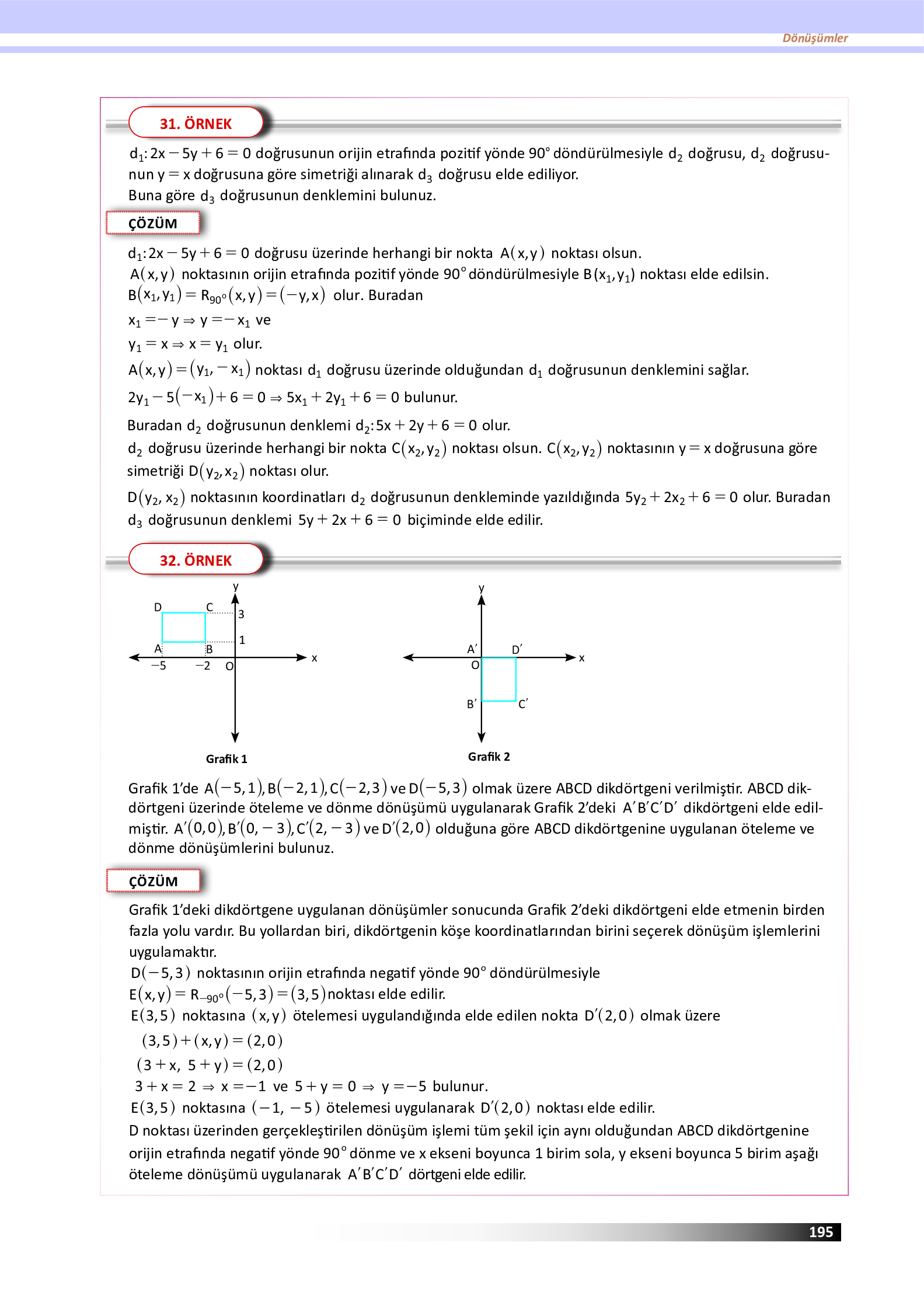 12. Sınıf Meb Yayınları Fen Lisesi Matematik Ders Kitabı Sayfa 195 Cevapları