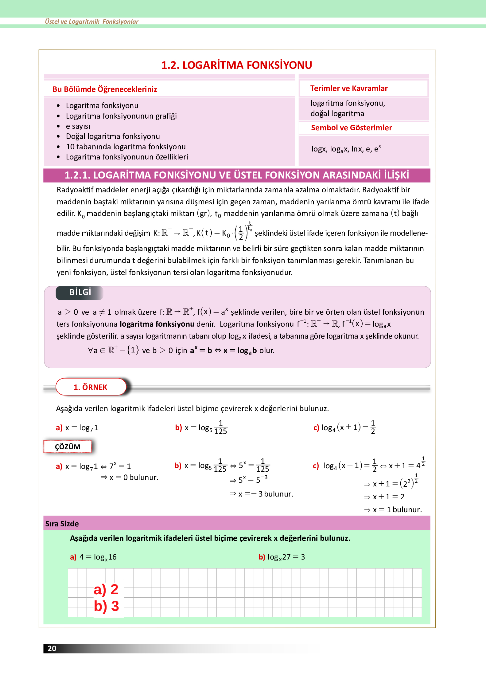 12. Sınıf Meb Yayınları Fen Lisesi Matematik Ders Kitabı Sayfa 20 Cevapları 12. Sınıf Meb Yayınları Fen Lisesi Matematik Ders Kitabı Sayfa 20 Cevapları