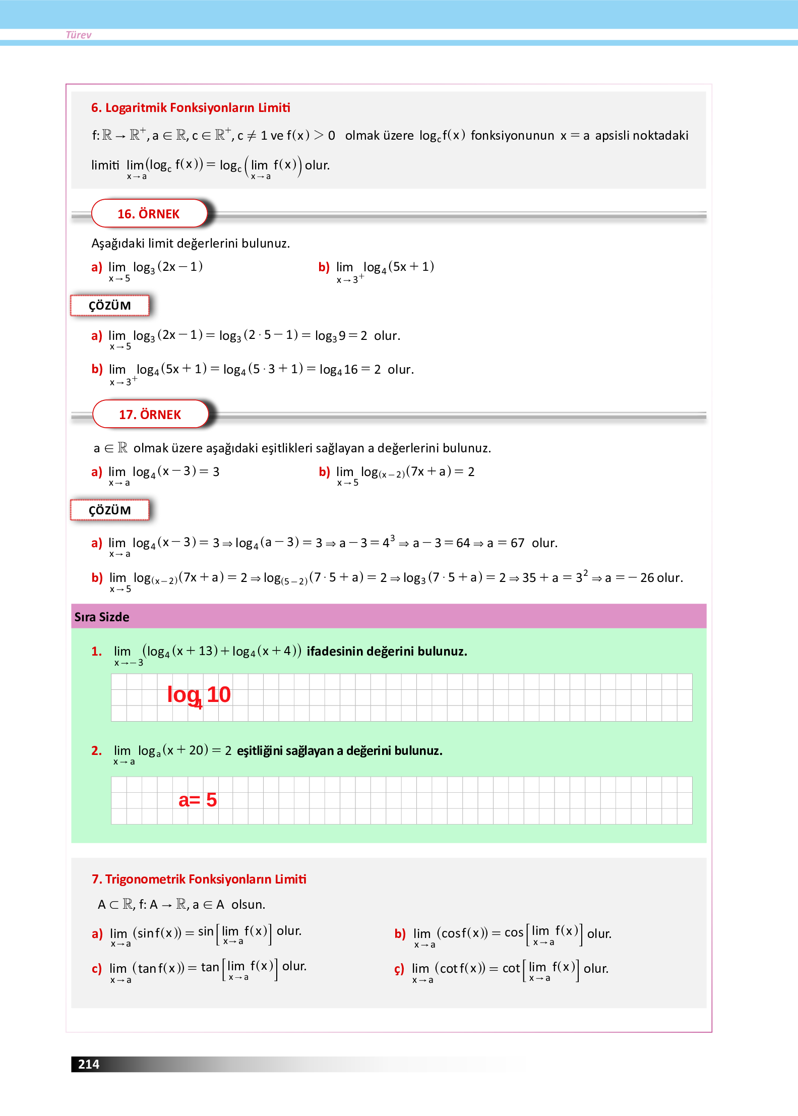 12. Sınıf Meb Yayınları Fen Lisesi Matematik Ders Kitabı Sayfa 214 Cevapları 12. Sınıf Meb Yayınları Fen Lisesi Matematik Ders Kitabı Sayfa 214 Cevapları