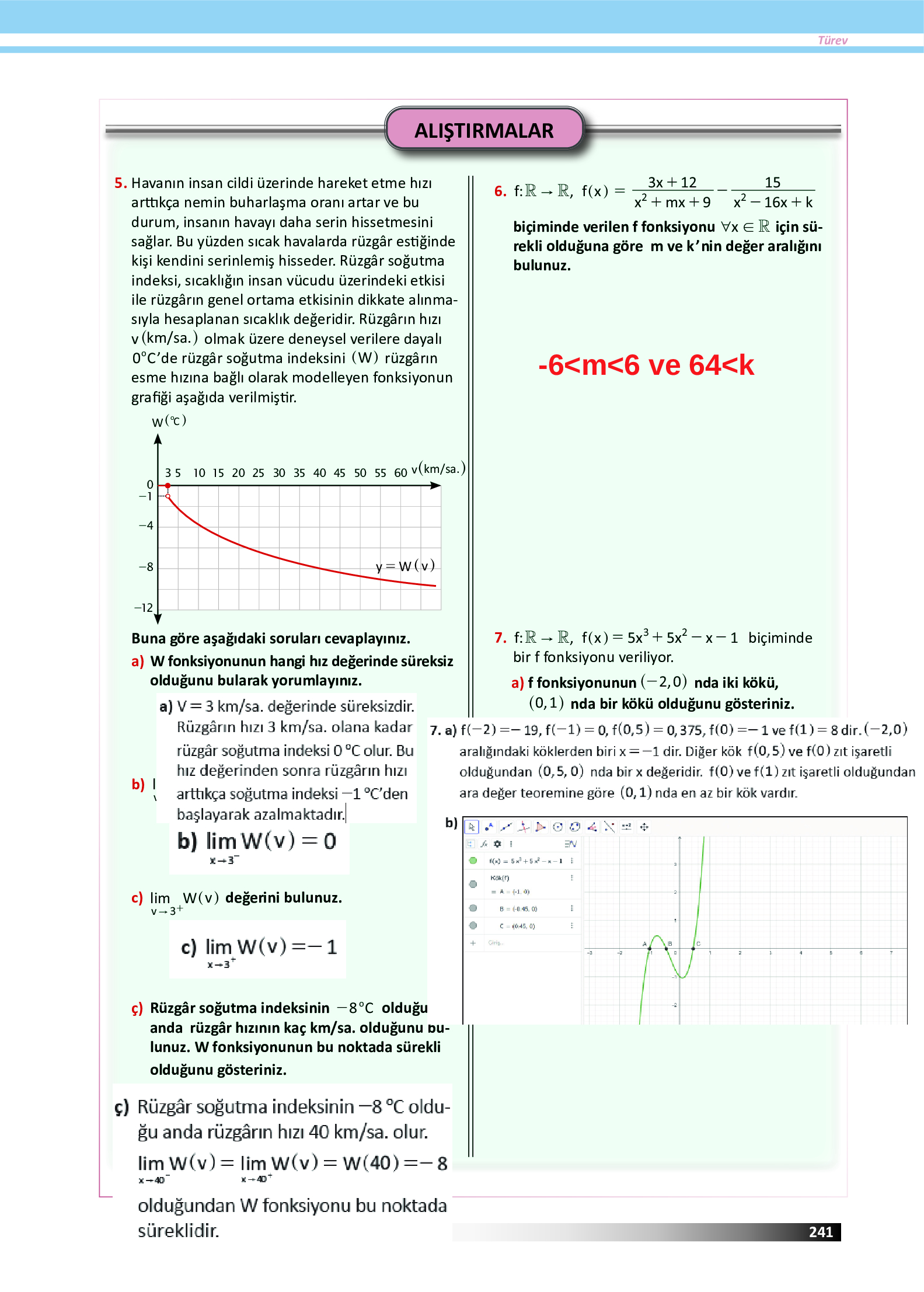 12. Sınıf Meb Yayınları Fen Lisesi Matematik Ders Kitabı Sayfa 241 Cevapları