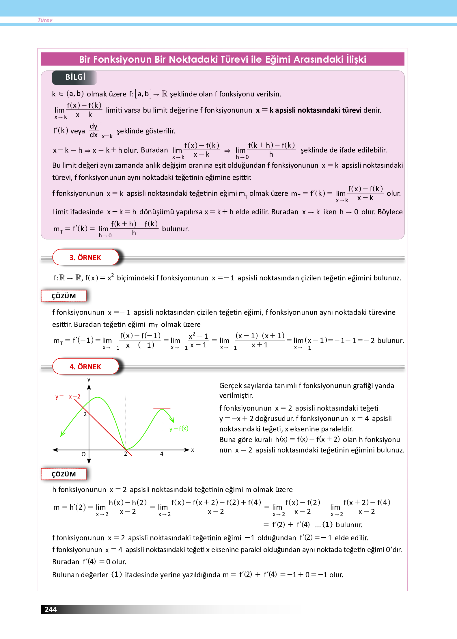 12. Sınıf Meb Yayınları Fen Lisesi Matematik Ders Kitabı Sayfa 244 Cevapları 12. Sınıf Meb Yayınları Fen Lisesi Matematik Ders Kitabı Sayfa 244 Cevapları