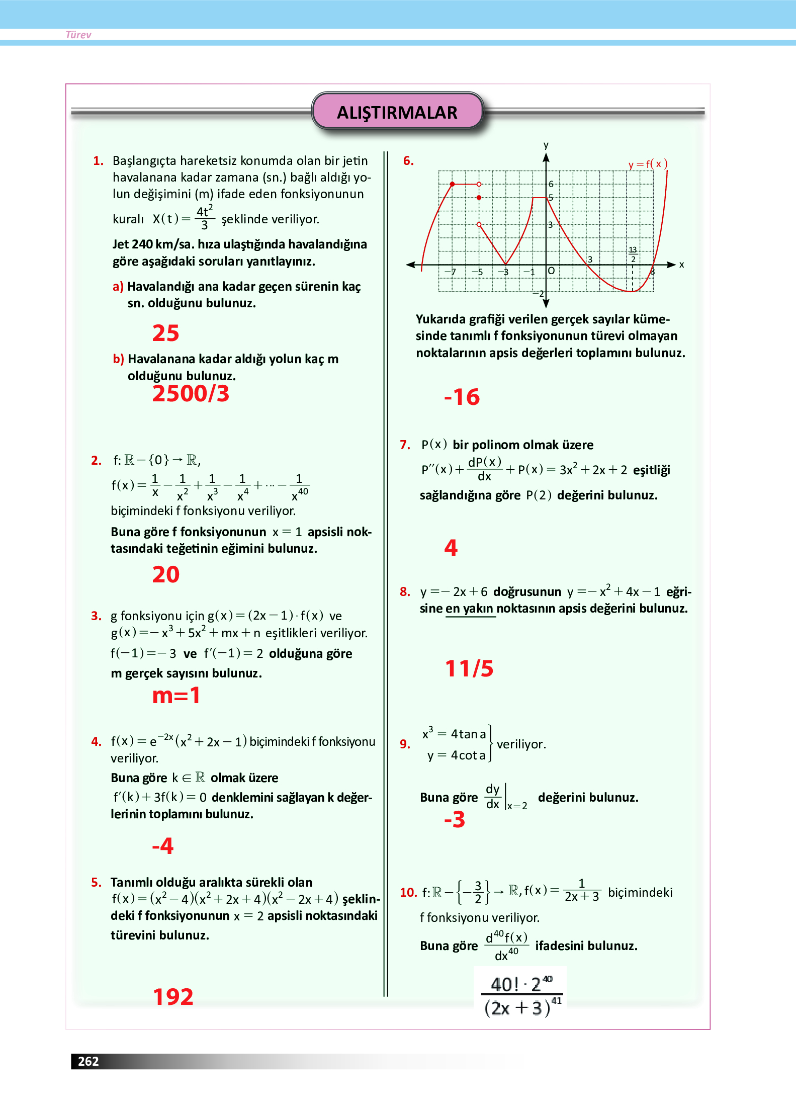 12. Sınıf Meb Yayınları Fen Lisesi Matematik Ders Kitabı Sayfa 262 Cevapları 12. Sınıf Meb Yayınları Fen Lisesi Matematik Ders Kitabı Sayfa 262 Cevapları
