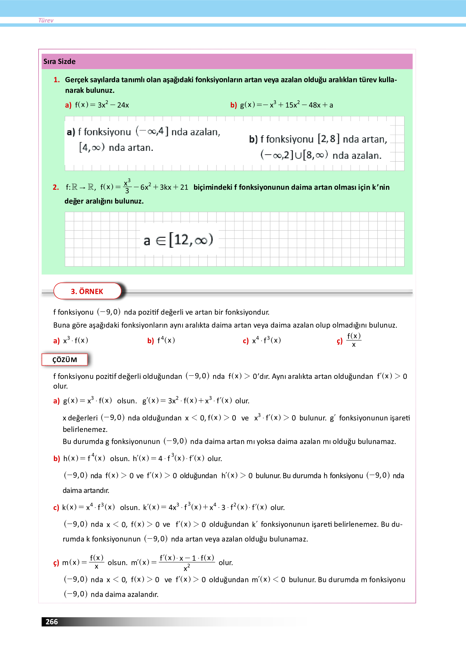 12. Sınıf Meb Yayınları Fen Lisesi Matematik Ders Kitabı Sayfa 266 Cevapları