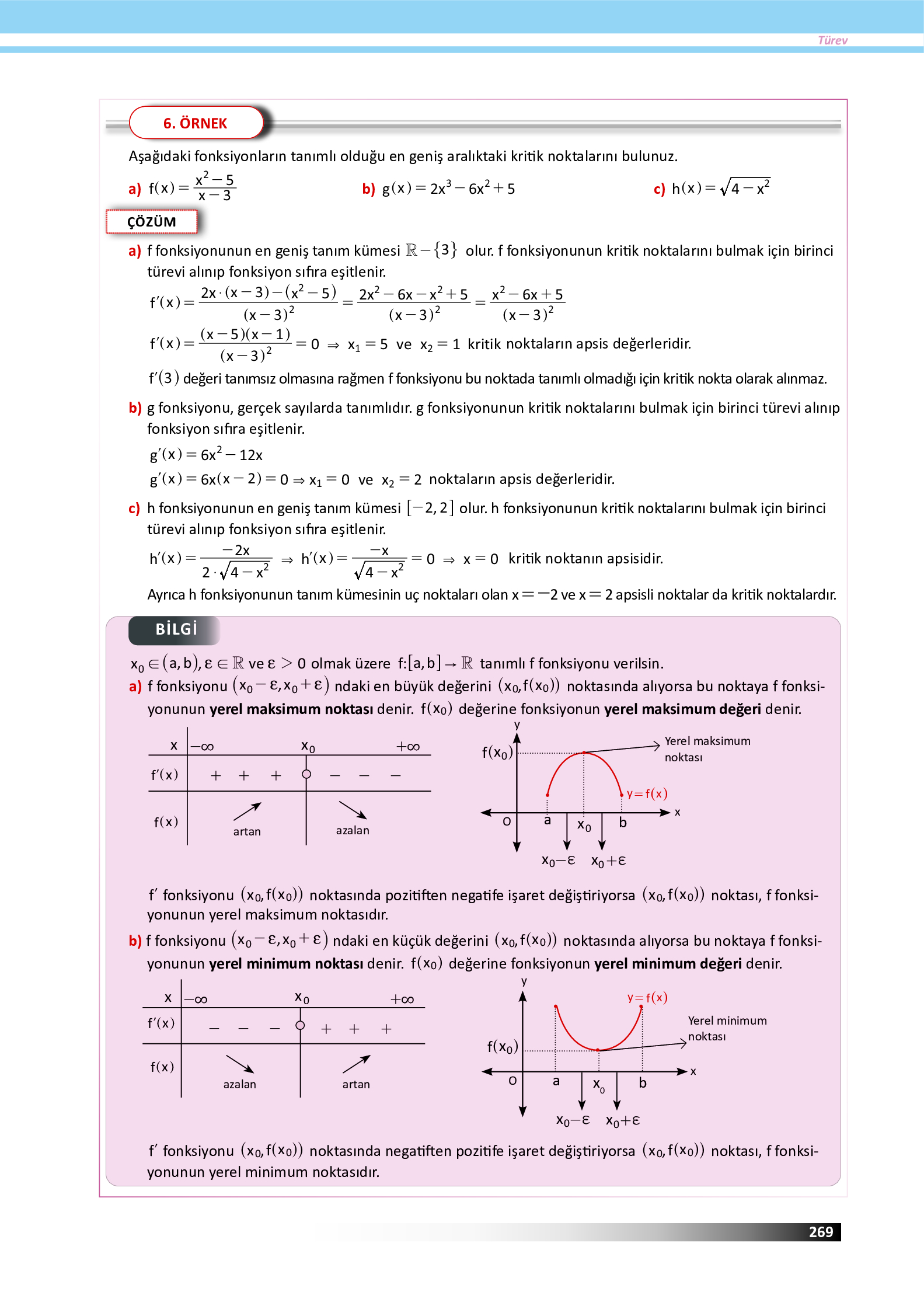 12. Sınıf Meb Yayınları Fen Lisesi Matematik Ders Kitabı Sayfa 269 Cevapları