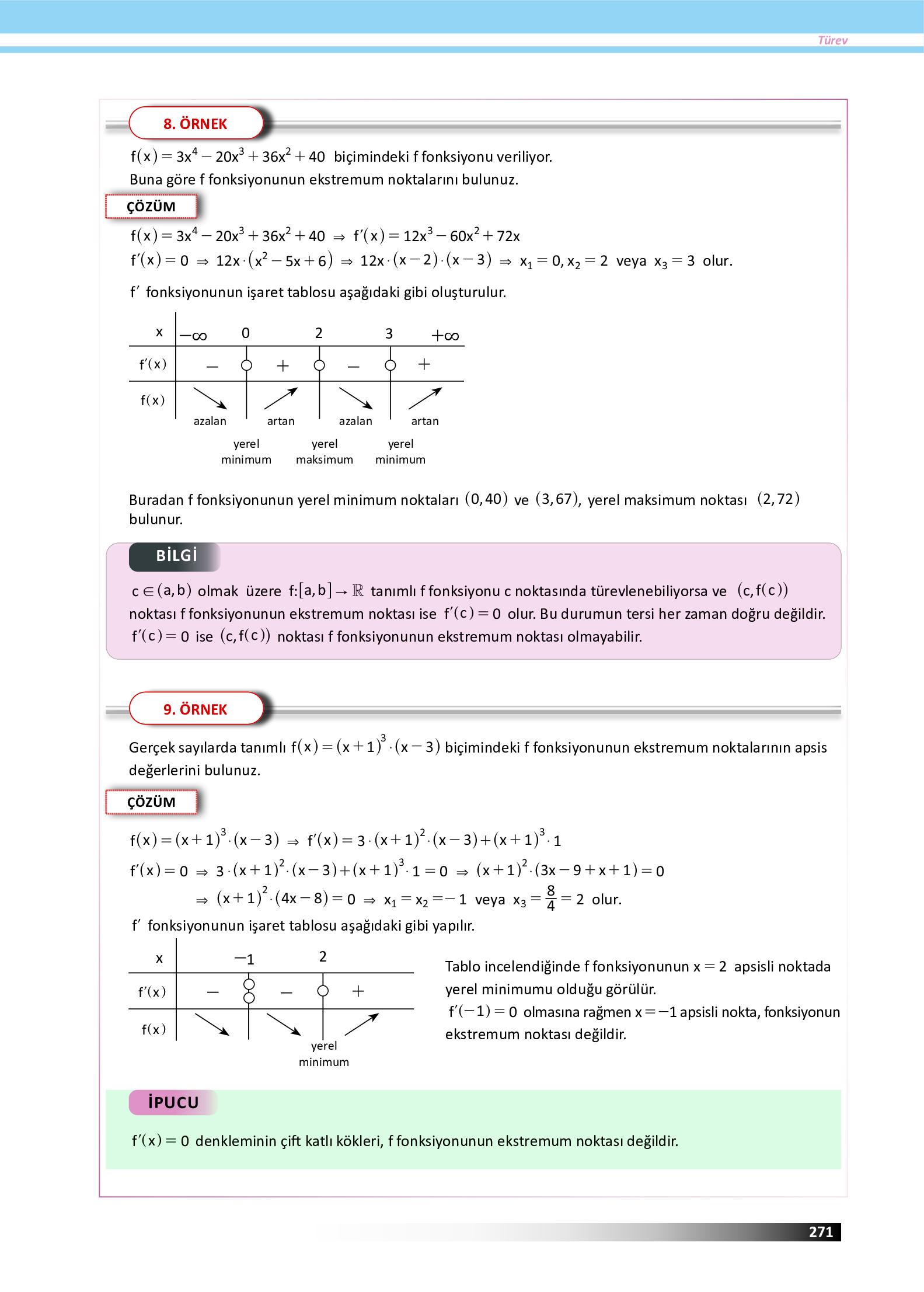 12. Sınıf Meb Yayınları Fen Lisesi Matematik Ders Kitabı Sayfa 271 Cevapları