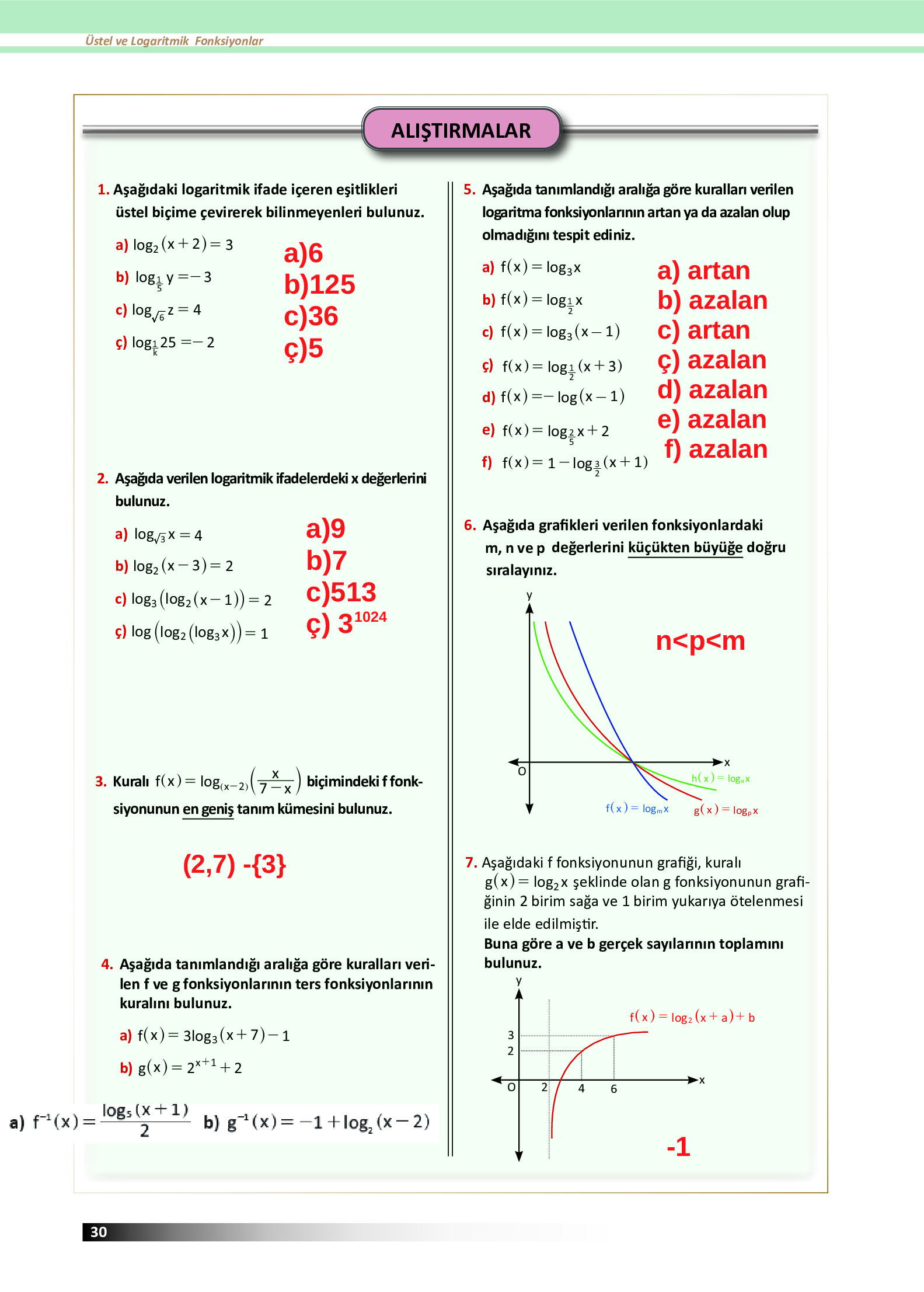12. Sınıf Meb Yayınları Fen Lisesi Matematik Ders Kitabı Sayfa 30 Cevapları 12. Sınıf Meb Yayınları Fen Lisesi Matematik Ders Kitabı Sayfa 30 Cevapları