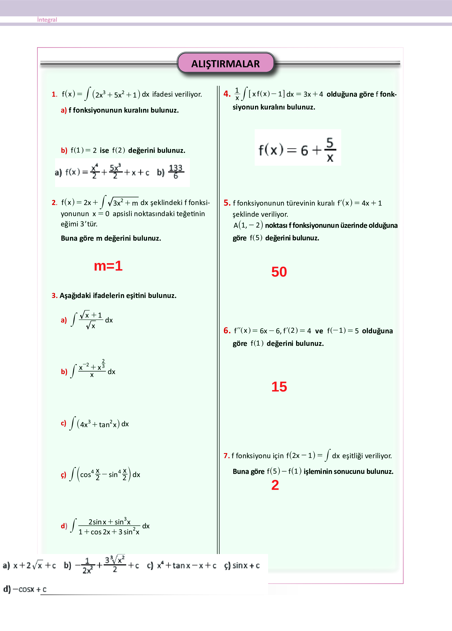 12. Sınıf Meb Yayınları Fen Lisesi Matematik Ders Kitabı Sayfa 314 Cevapları
