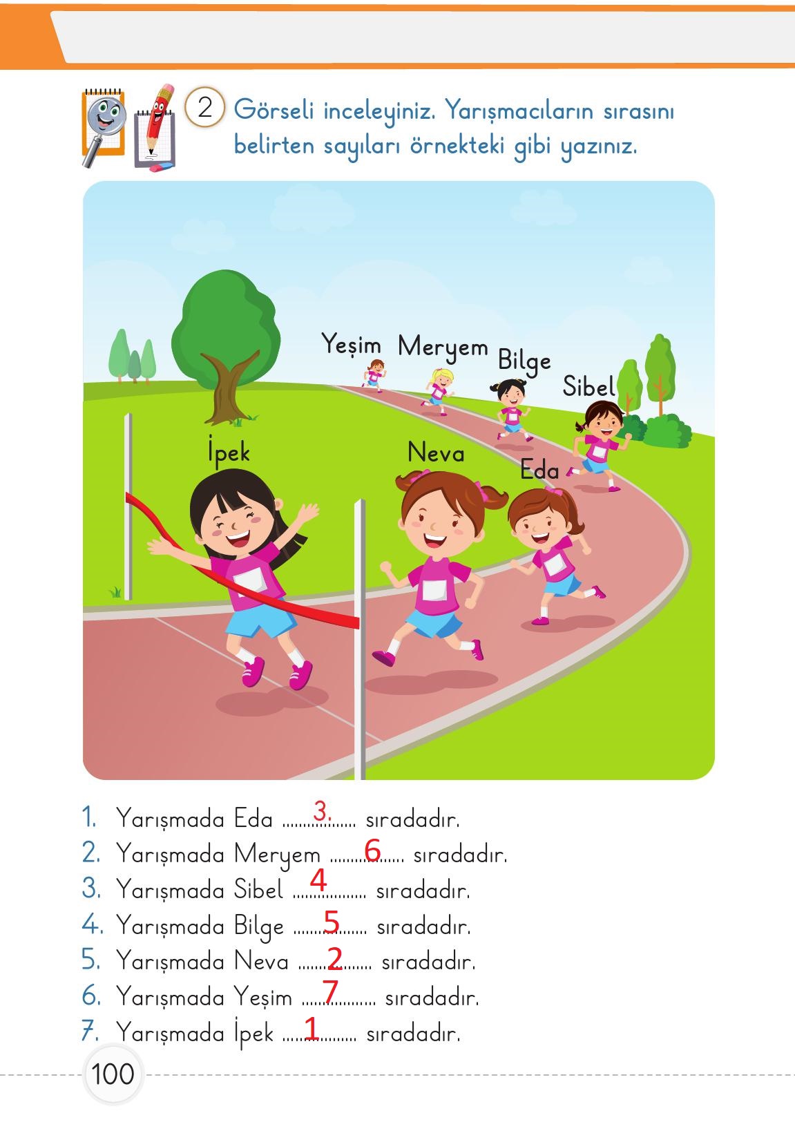 1. Sınıf Meb Yayınları Matematik Ders Kitabı 1. Kitap Sayfa 100 Cevapları