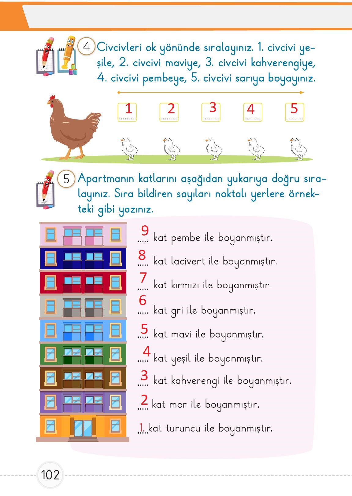 1. Sınıf Meb Yayınları Matematik Ders Kitabı 1. Kitap Sayfa 102 Cevapları
