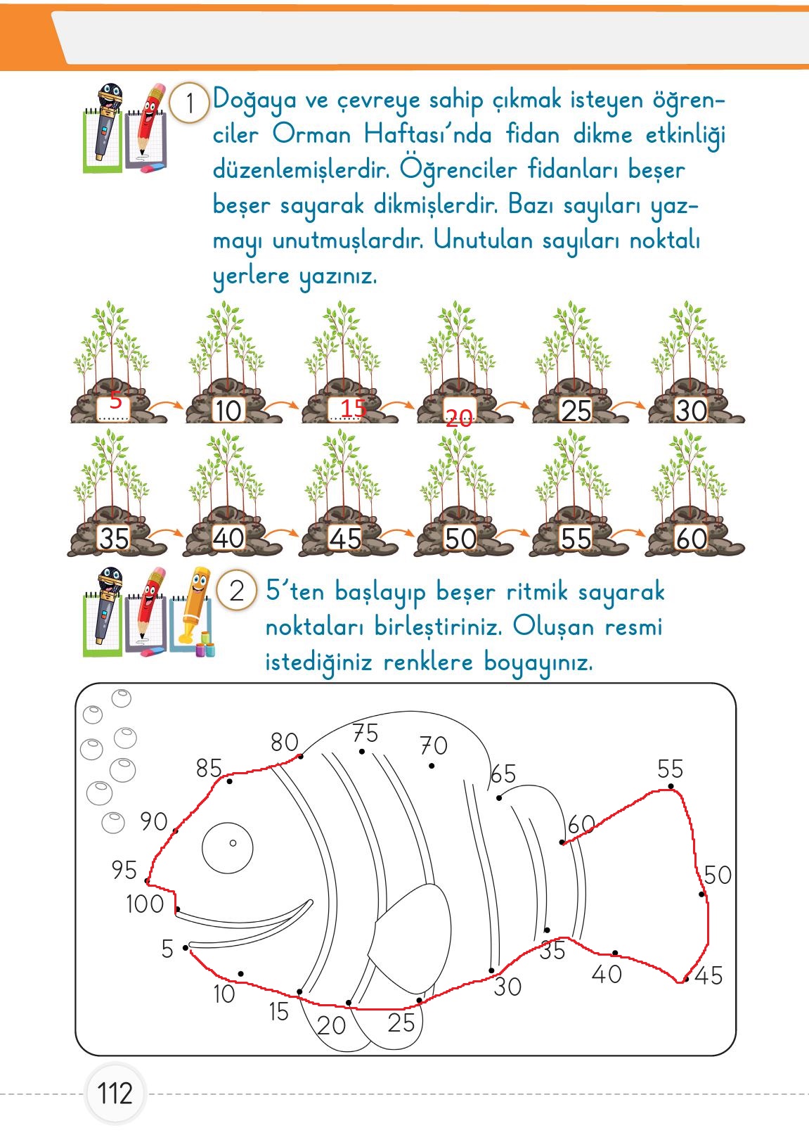 1. Sınıf Meb Yayınları Matematik Ders Kitabı 1. Kitap Sayfa 112 Cevapları