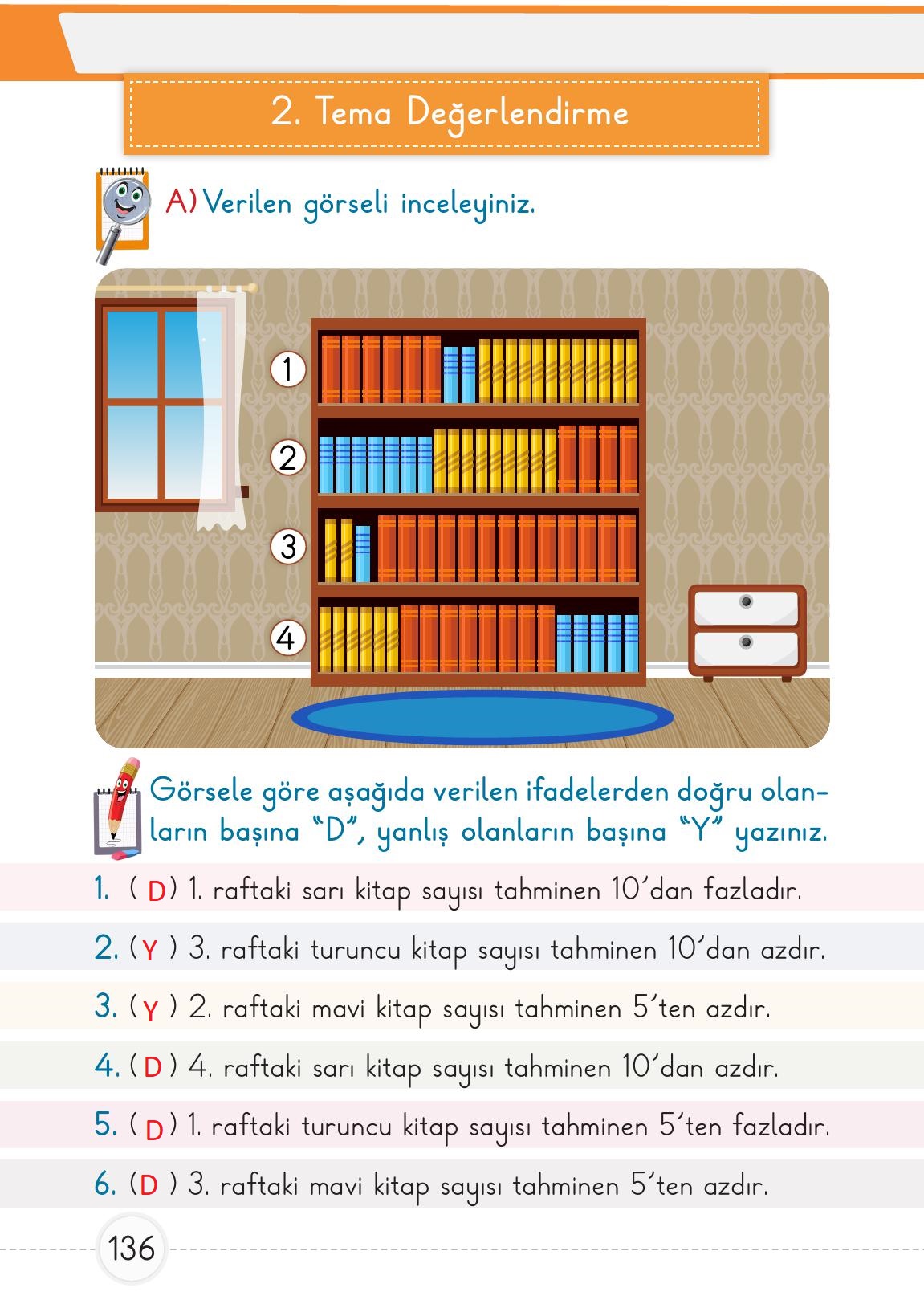 1. Sınıf Meb Yayınları Matematik Ders Kitabı 1. Kitap Sayfa 136 Cevapları