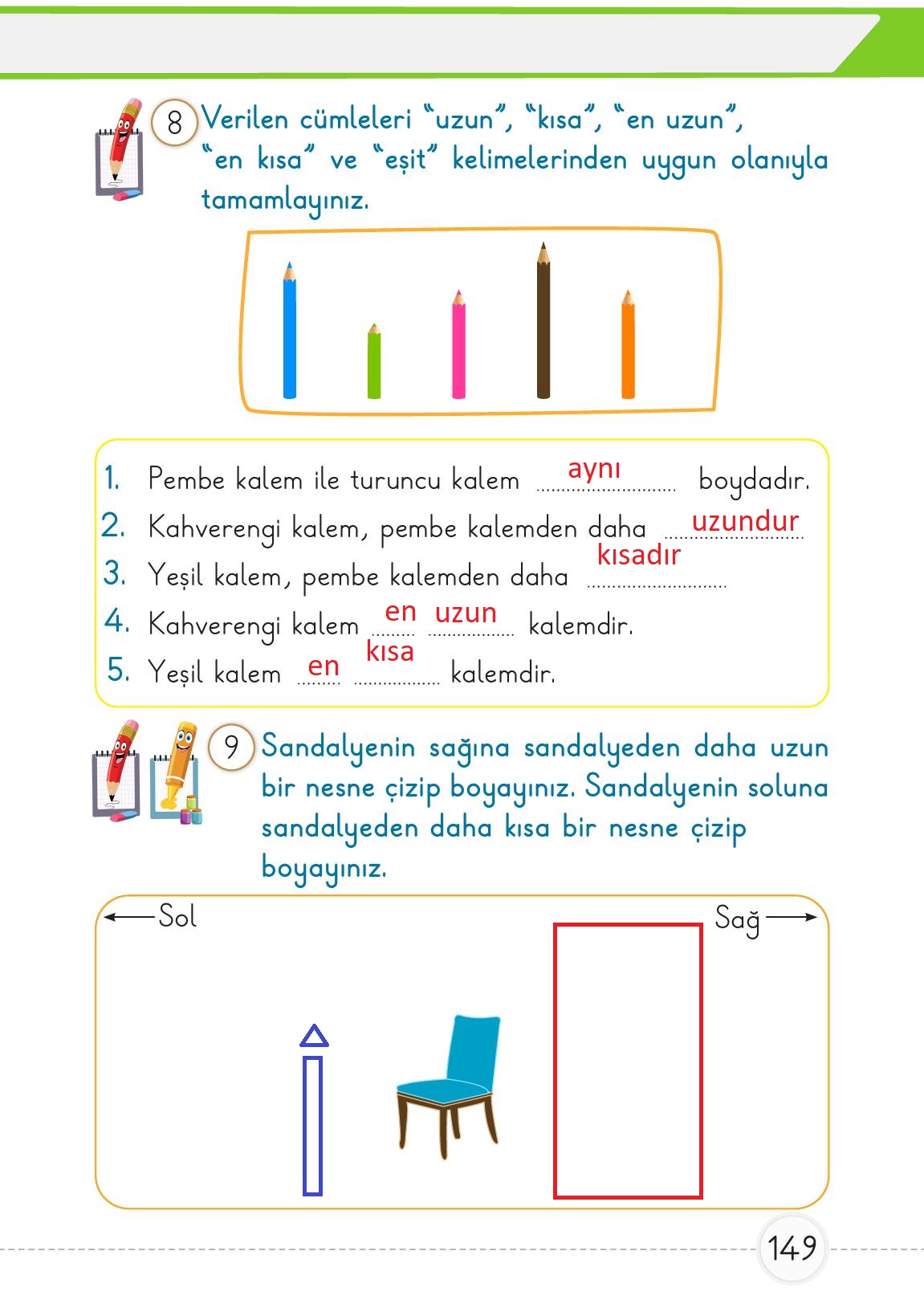 1. Sınıf Meb Yayınları Matematik Ders Kitabı 1. Kitap Sayfa 149 Cevapları