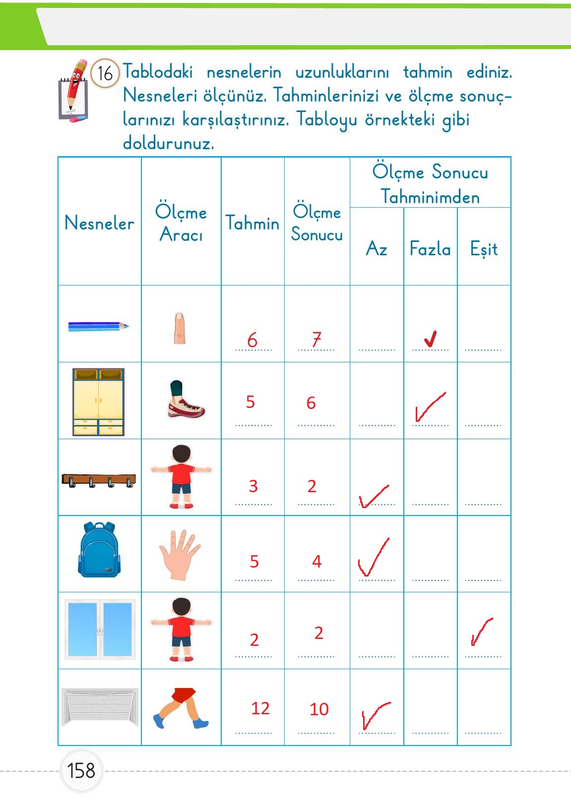 1. Sınıf Meb Yayınları Matematik Ders Kitabı 1. Kitap Sayfa 158 Cevapları