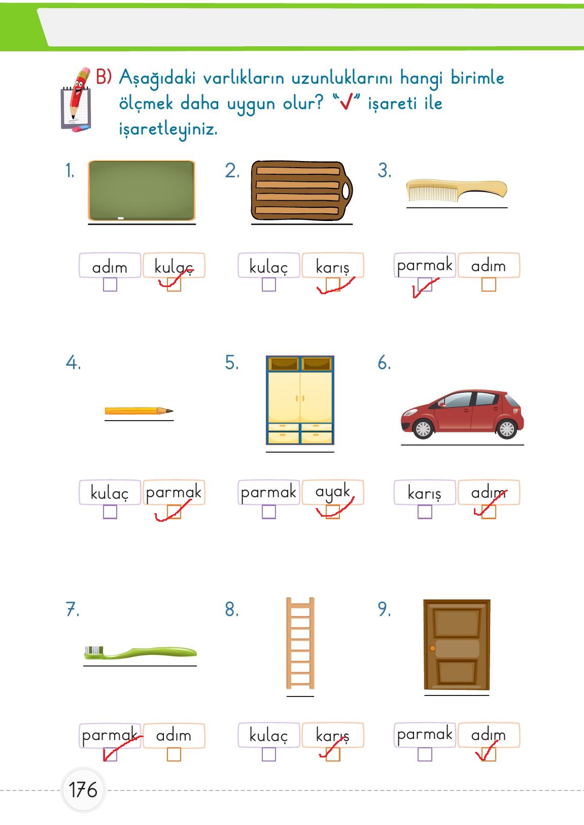 1. Sınıf Meb Yayınları Matematik Ders Kitabı 1. Kitap Sayfa 176 Cevapları