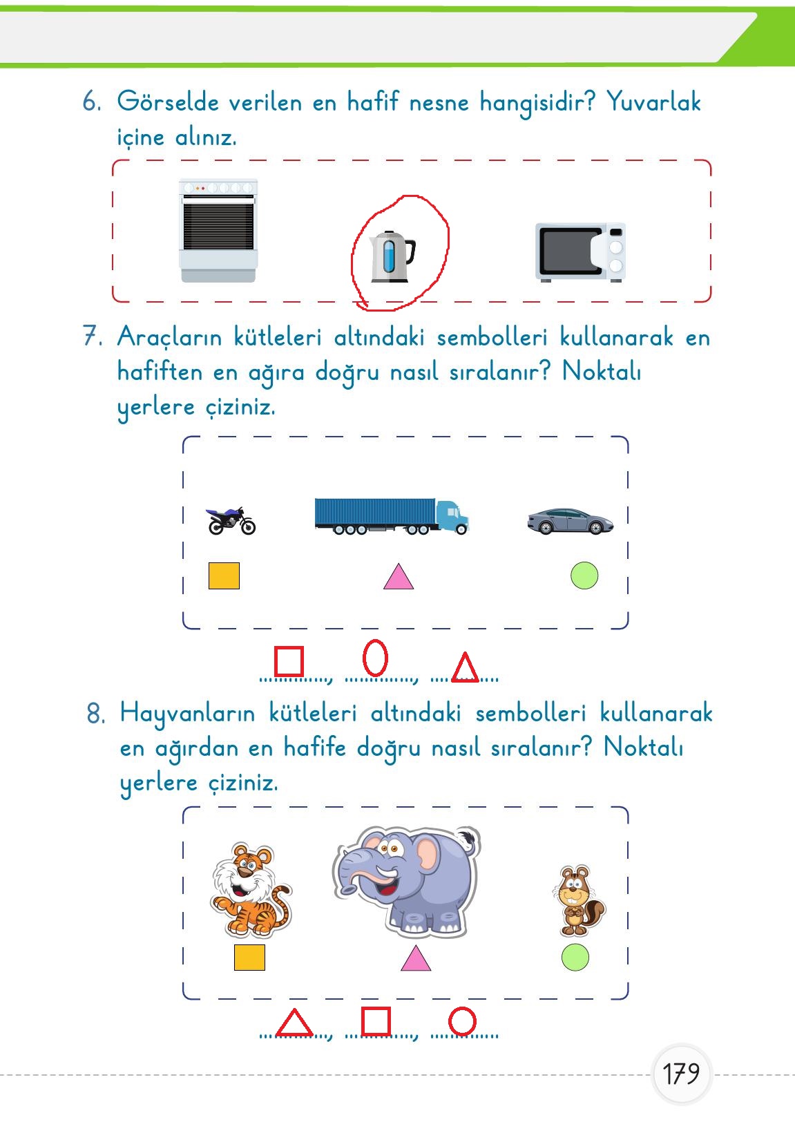 1. Sınıf Meb Yayınları Matematik Ders Kitabı 1. Kitap Sayfa 179 Cevapları