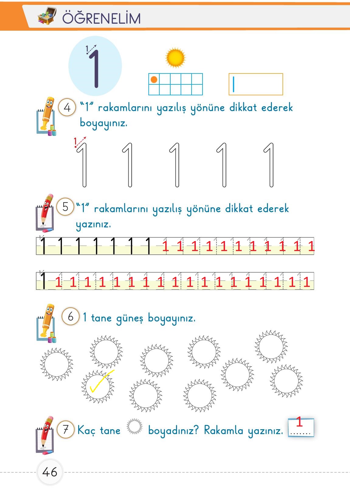 1. Sınıf Meb Yayınları Matematik Ders Kitabı 1. Kitap Sayfa 46 Cevapları 1. Sınıf Meb Yayınları Matematik Ders Kitabı 1. Kitap Sayfa 46 Cevapları