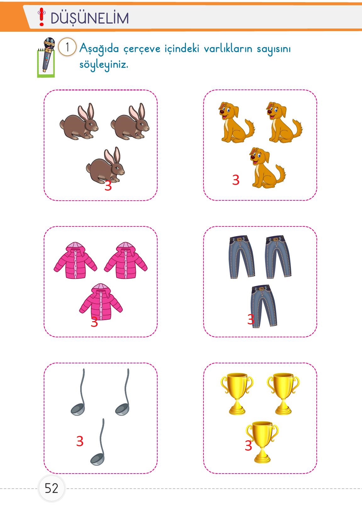 1. Sınıf Meb Yayınları Matematik Ders Kitabı 1. Kitap Sayfa 52 Cevapları 1. Sınıf Meb Yayınları Matematik Ders Kitabı 1. Kitap Sayfa 52 Cevapları
