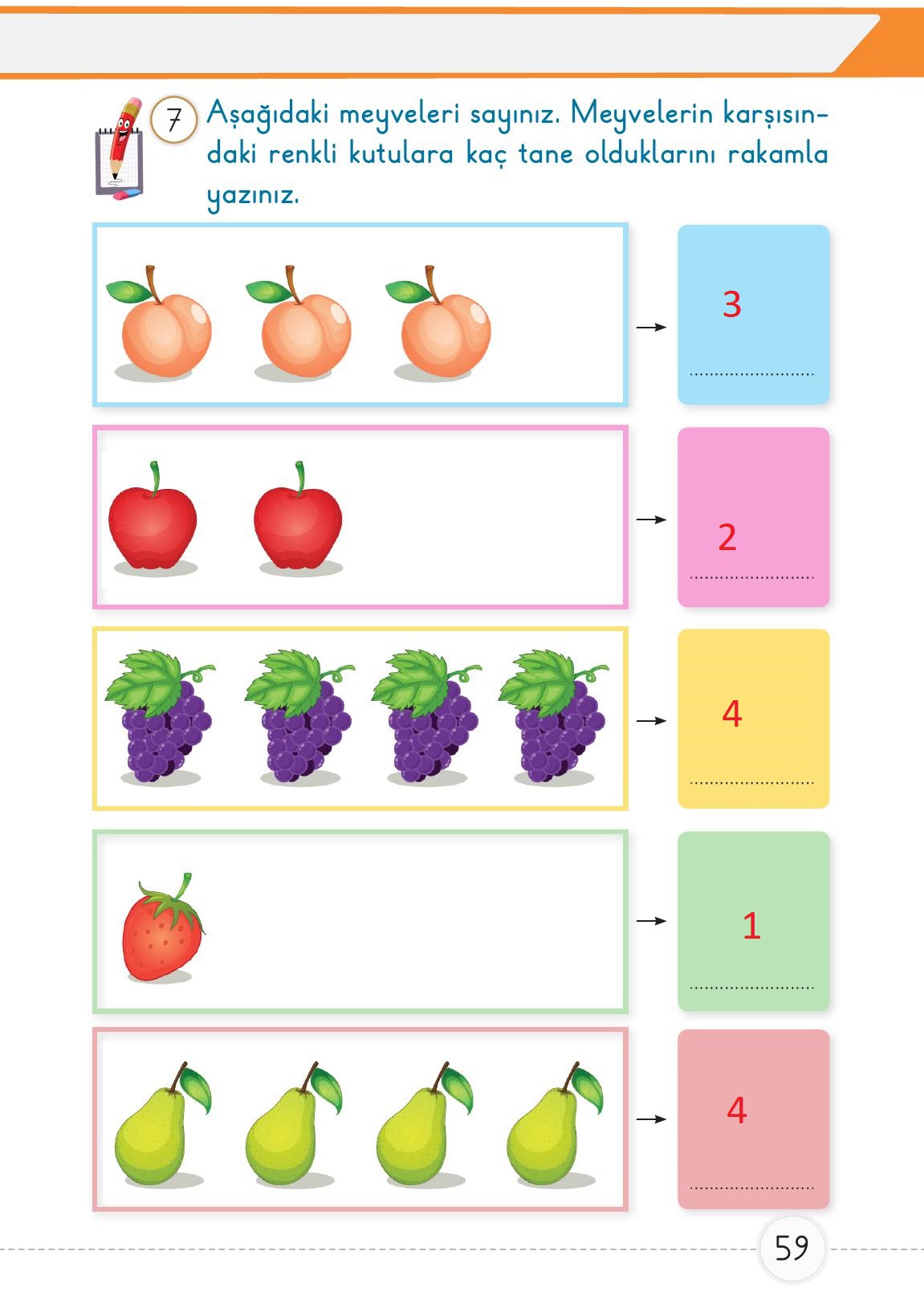 1. Sınıf Meb Yayınları Matematik Ders Kitabı 1. Kitap Sayfa 59 Cevapları