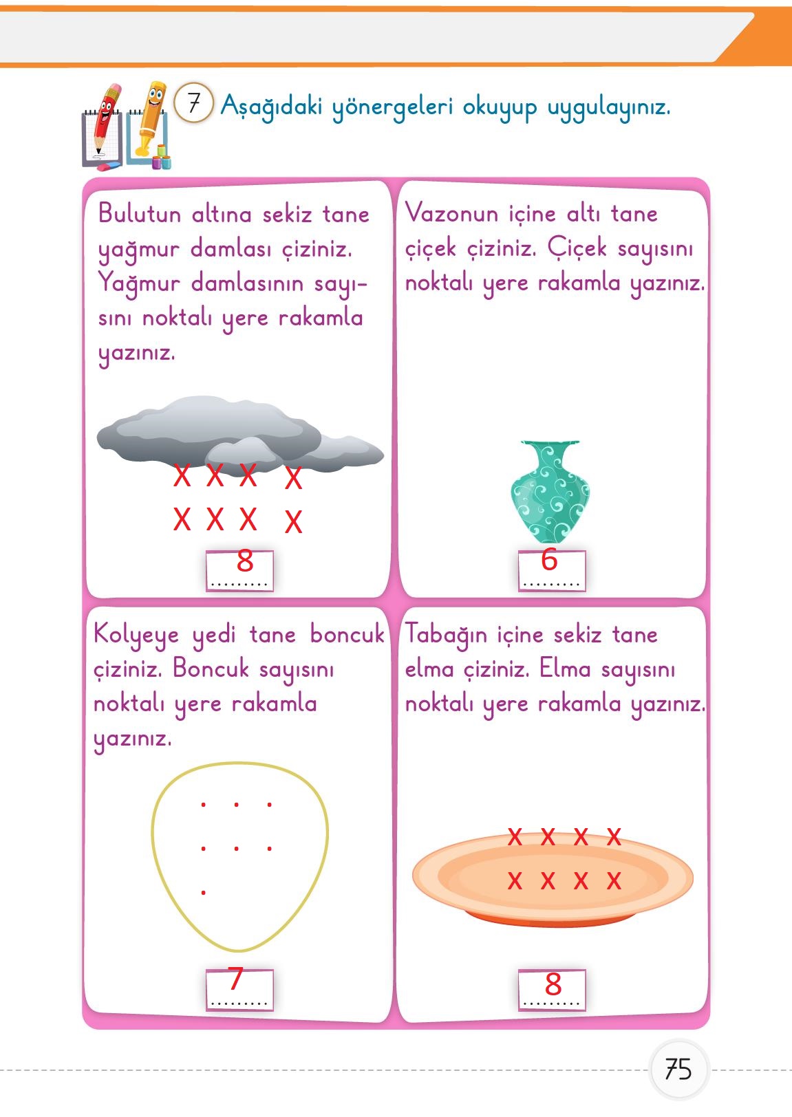 1. Sınıf Meb Yayınları Matematik Ders Kitabı 1. Kitap Sayfa 75 Cevapları