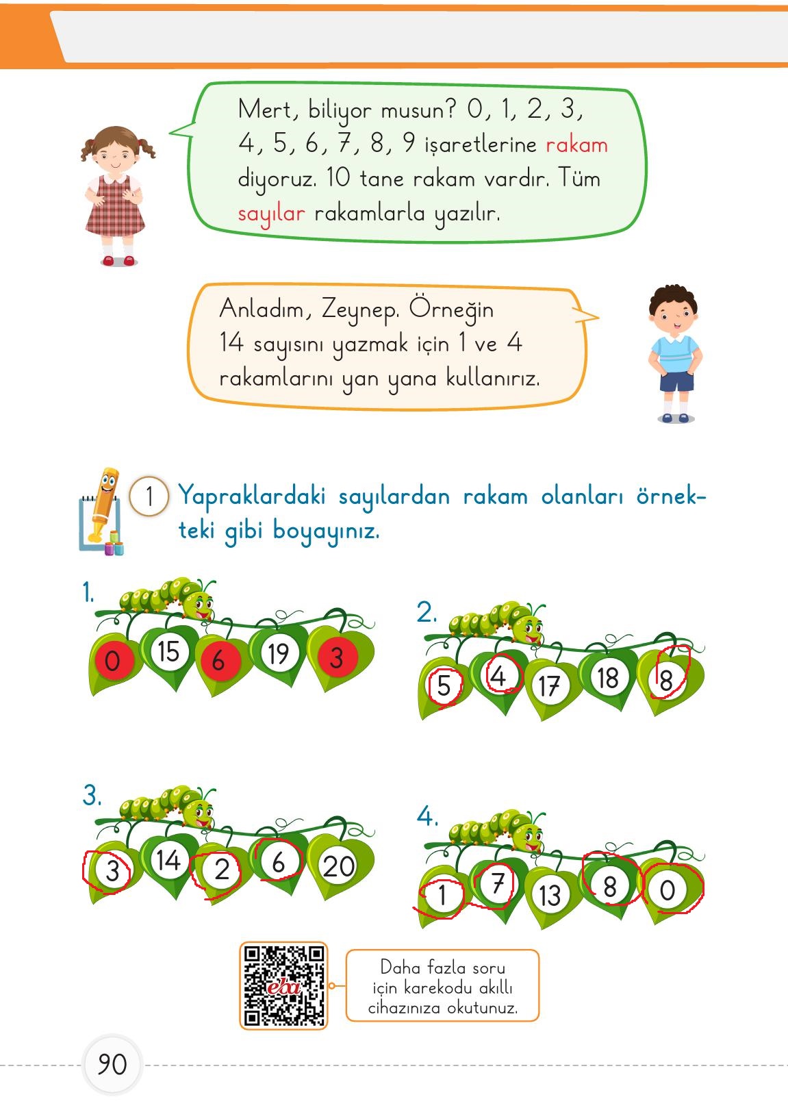 1. Sınıf Meb Yayınları Matematik Ders Kitabı 1. Kitap Sayfa 90 Cevapları
