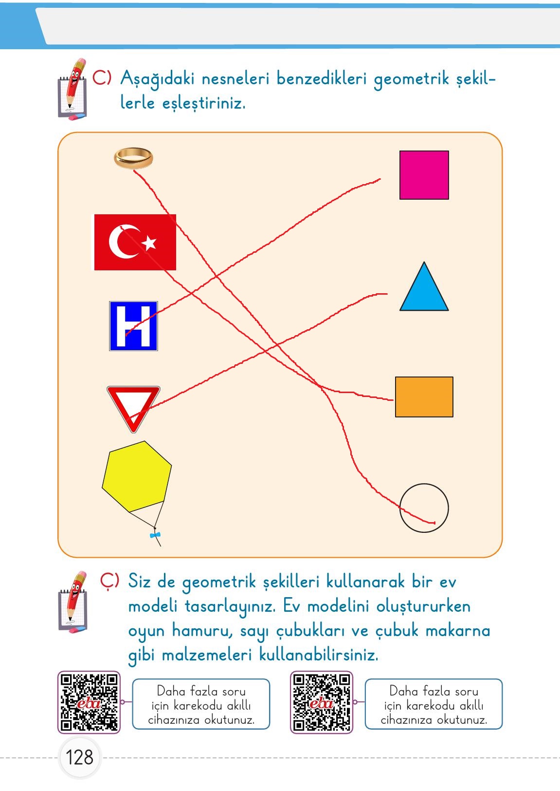 1. Sınıf Meb Yayınları Matematik Ders Kitabı 2. Kitap Sayfa 128 Cevapları
