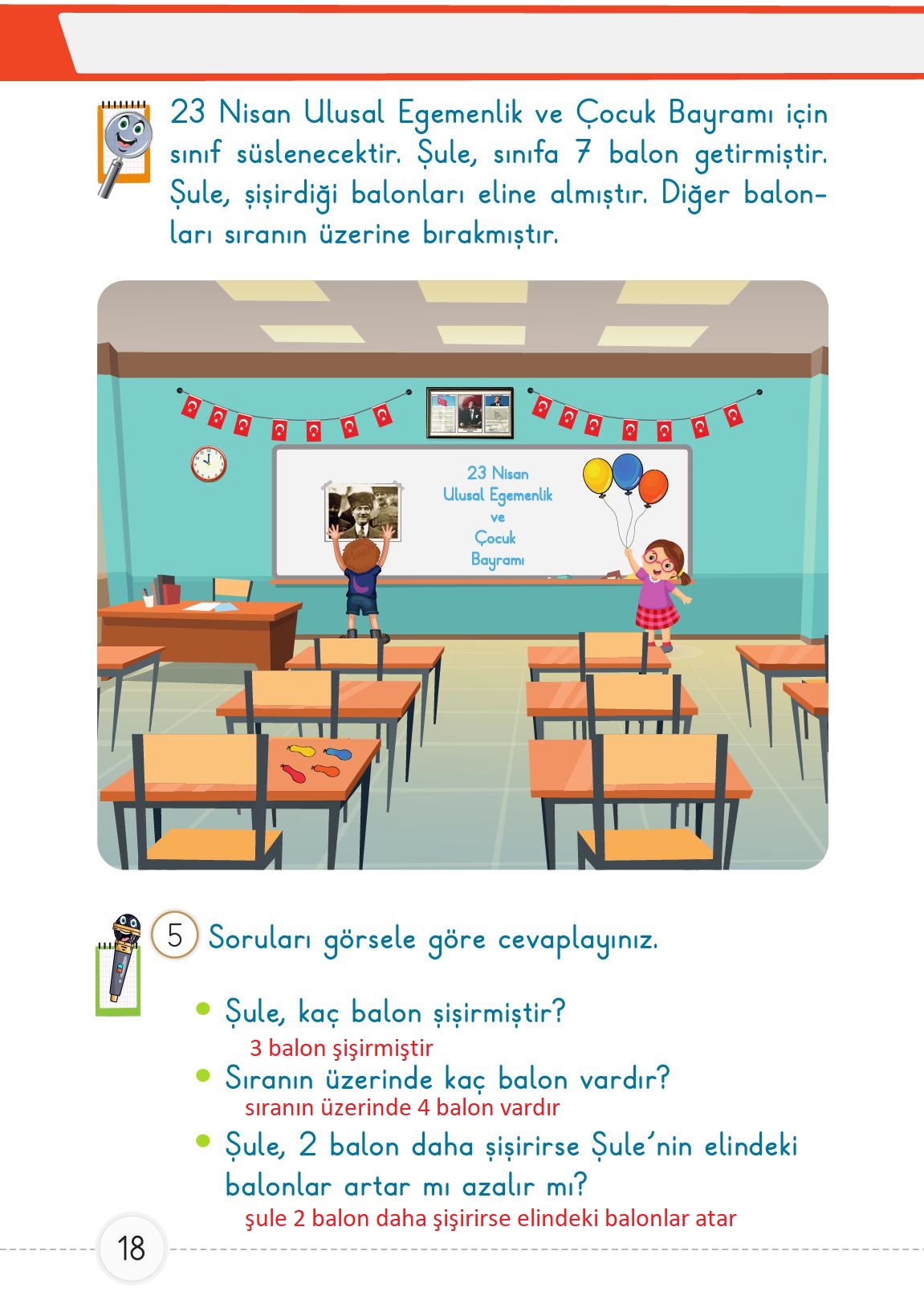 1. Sınıf Meb Yayınları Matematik Ders Kitabı 2. Kitap Sayfa 18 Cevapları