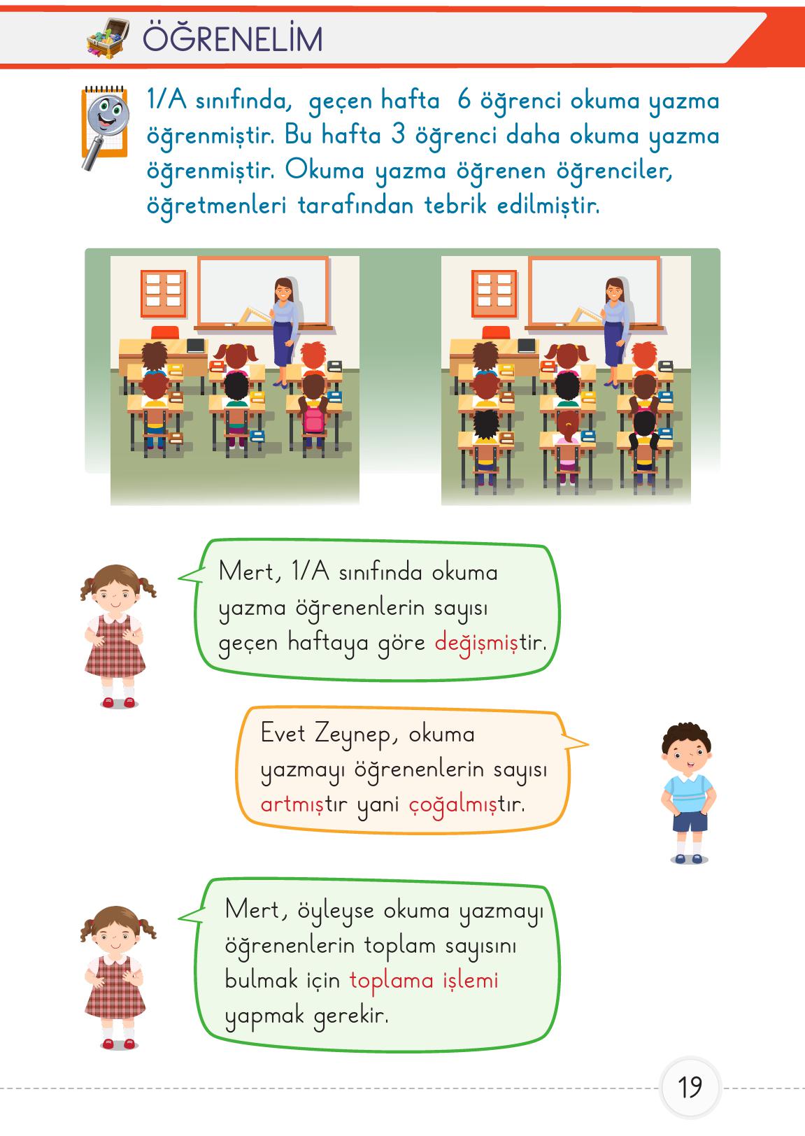1. Sınıf Meb Yayınları Matematik Ders Kitabı 2. Kitap Sayfa 19 Cevapları