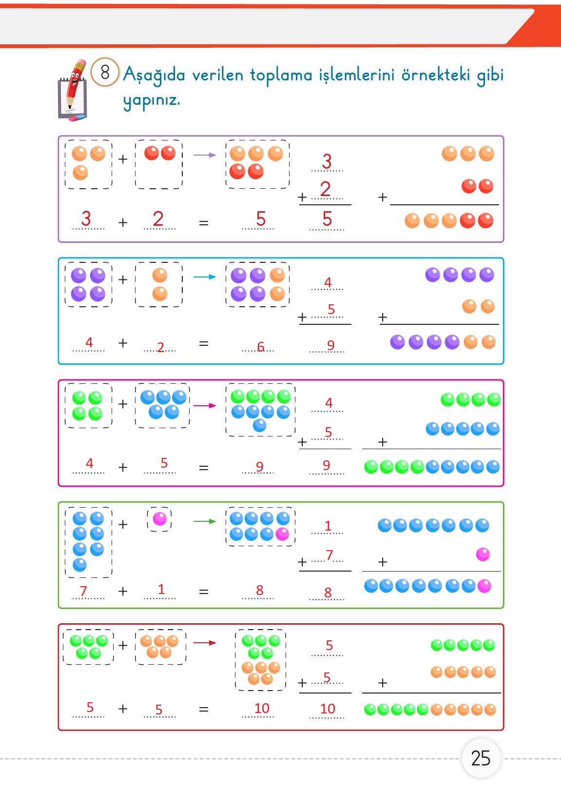 1. Sınıf Meb Yayınları Matematik Ders Kitabı 2. Kitap Sayfa 25 Cevapları