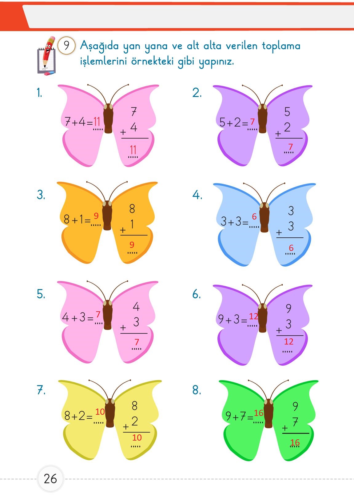 1. Sınıf Meb Yayınları Matematik Ders Kitabı 2. Kitap Sayfa 26 Cevapları