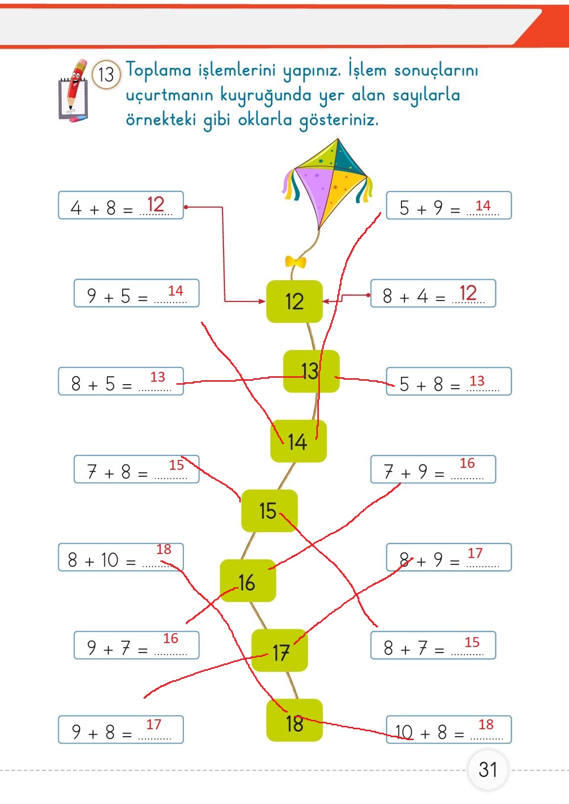 1. Sınıf Meb Yayınları Matematik Ders Kitabı 2. Kitap Sayfa 31 Cevapları