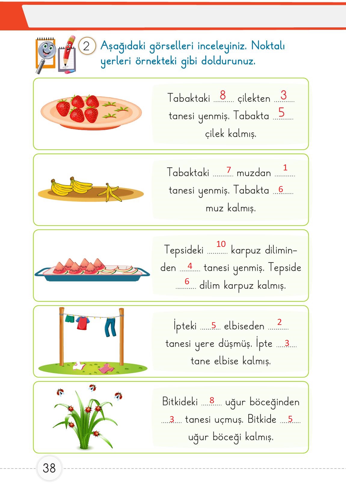 1. Sınıf Meb Yayınları Matematik Ders Kitabı 2. Kitap Sayfa 38 Cevapları