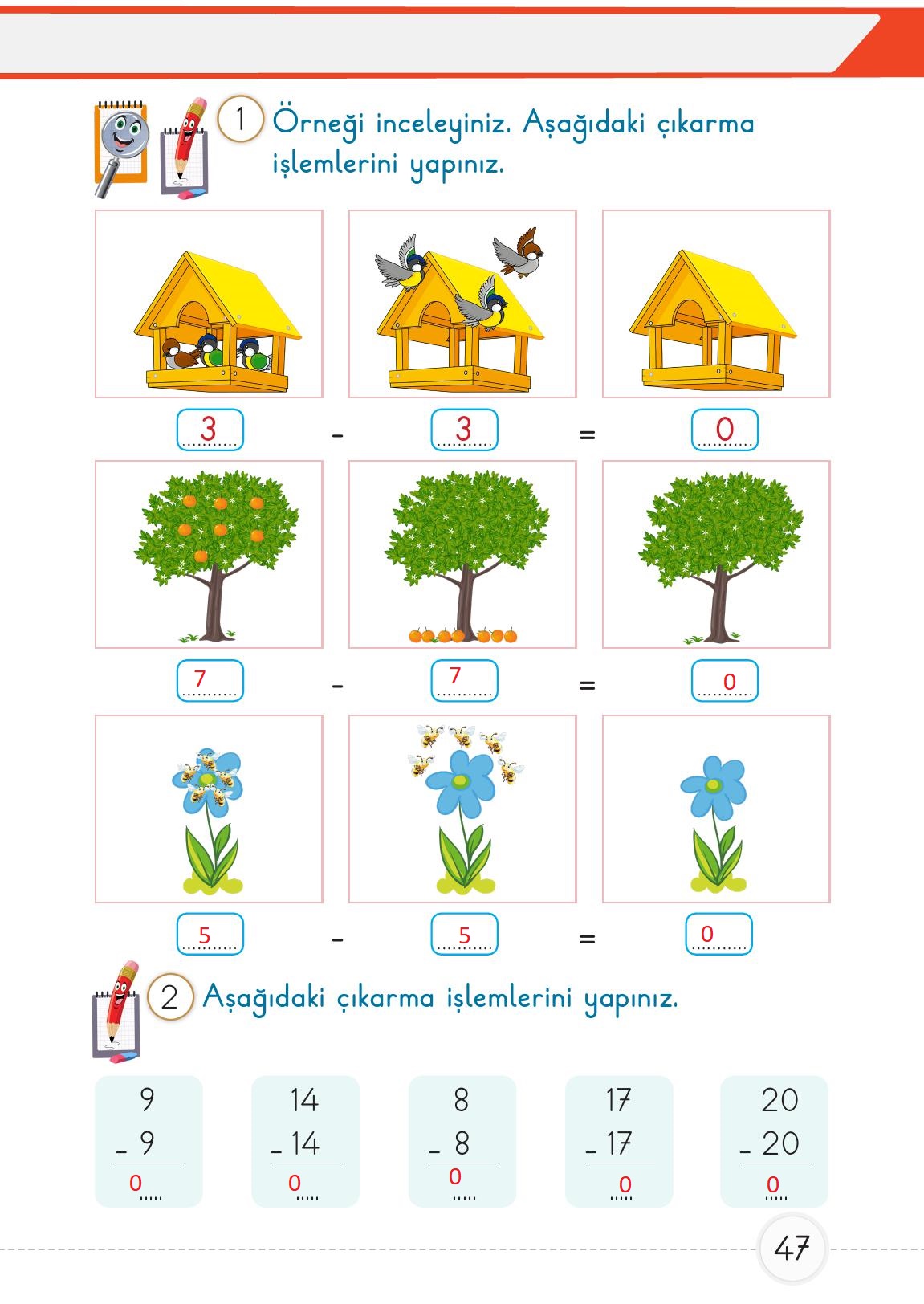 1. Sınıf Meb Yayınları Matematik Ders Kitabı 2. Kitap Sayfa 47 Cevapları