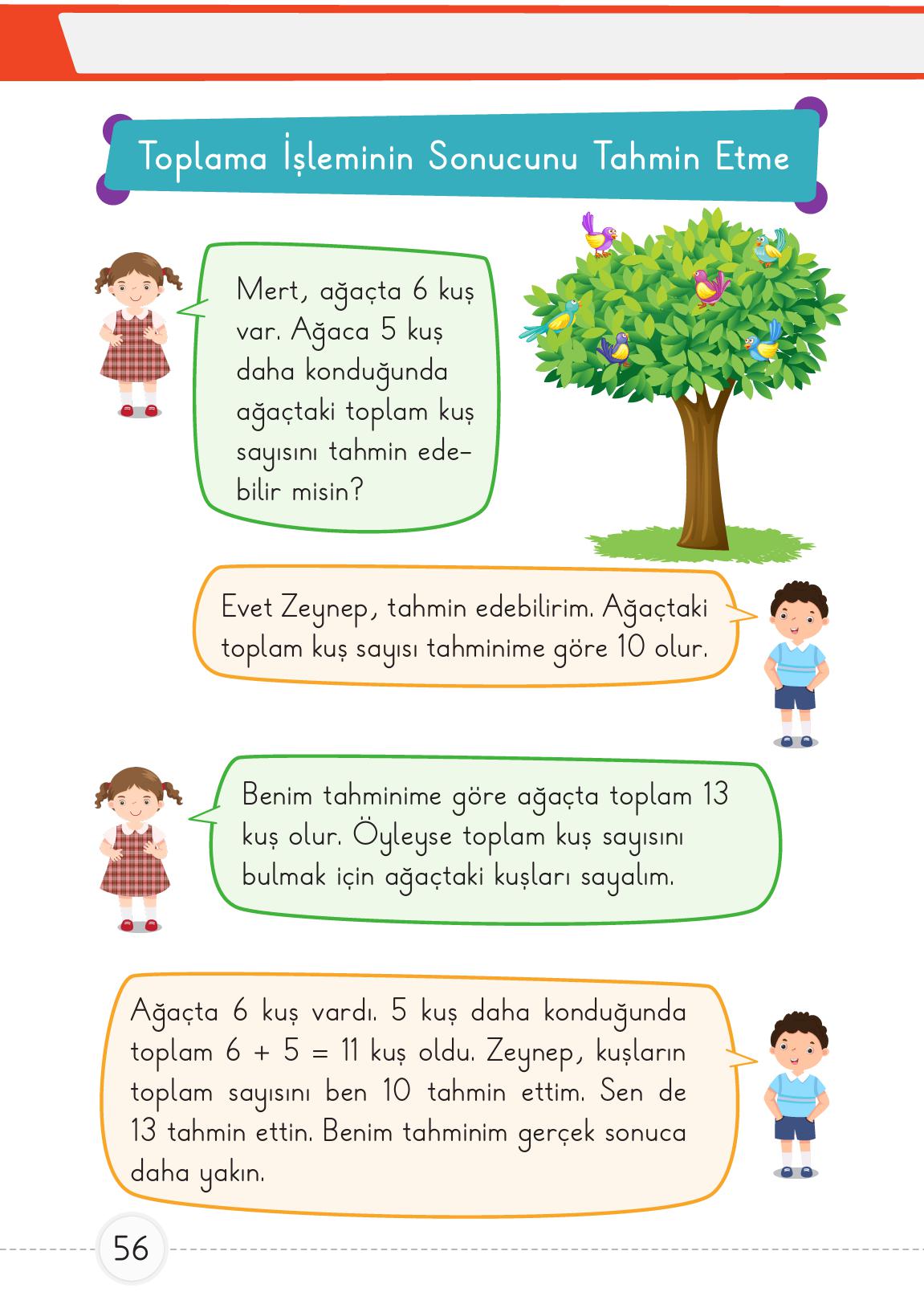 1. Sınıf Meb Yayınları Matematik Ders Kitabı 2. Kitap Sayfa 56 Cevapları