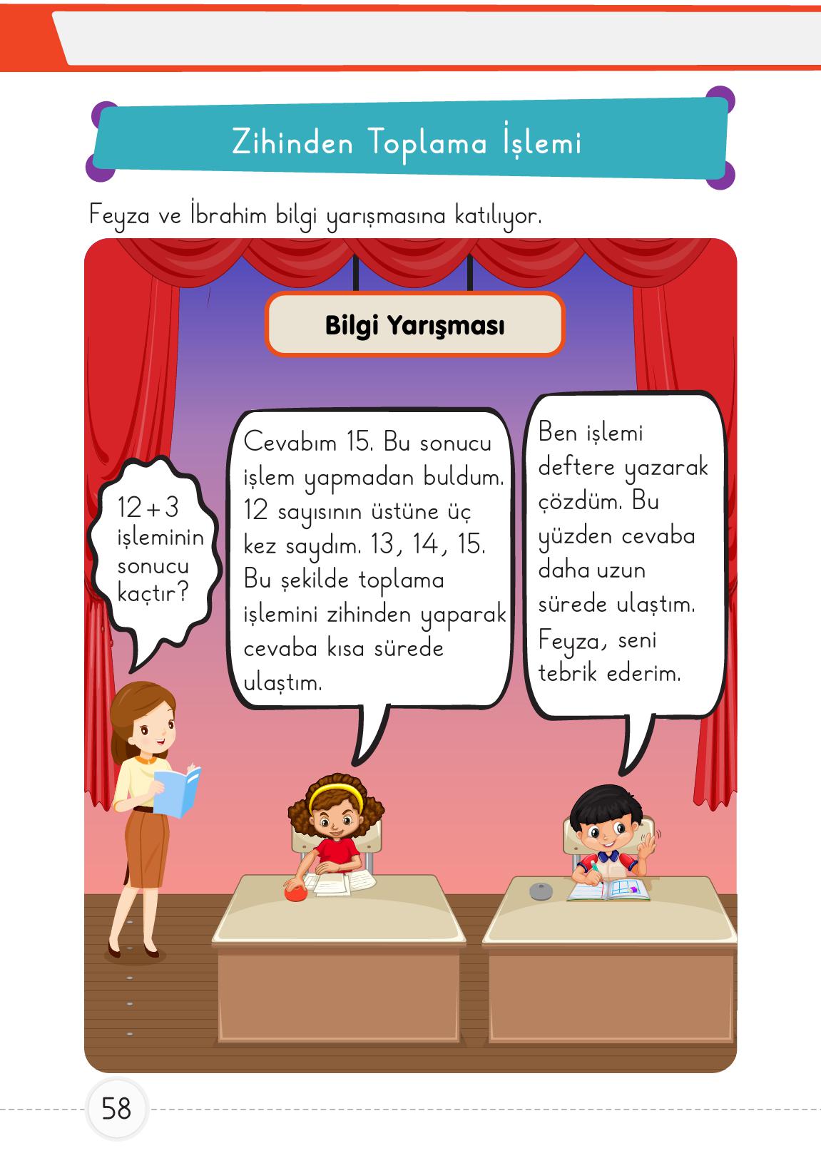 1. Sınıf Meb Yayınları Matematik Ders Kitabı 2. Kitap Sayfa 58 Cevapları