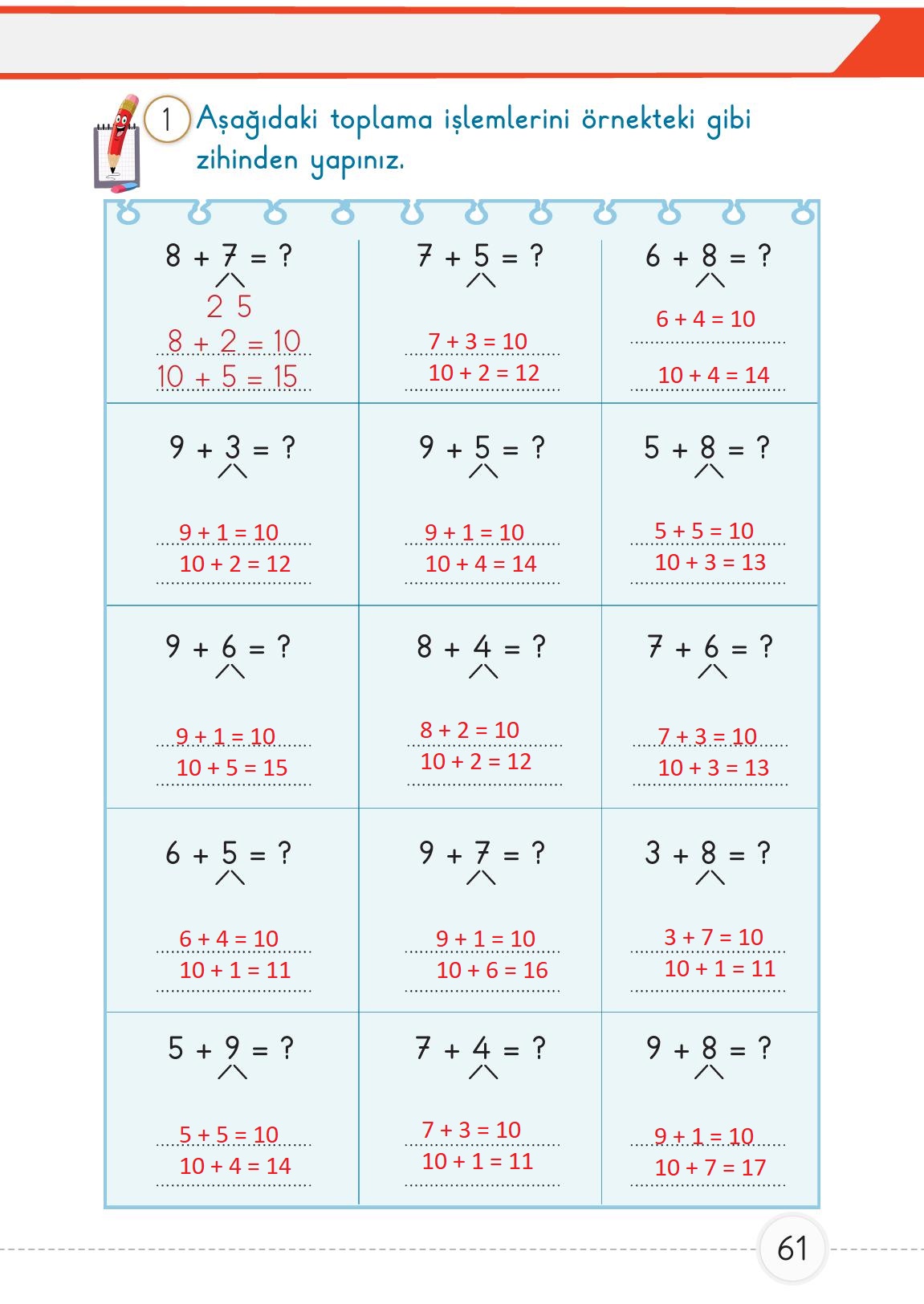 1. Sınıf Meb Yayınları Matematik Ders Kitabı 2. Kitap Sayfa 61 Cevapları 1. Sınıf Meb Yayınları Matematik Ders Kitabı 2. Kitap Sayfa 61 Cevapları