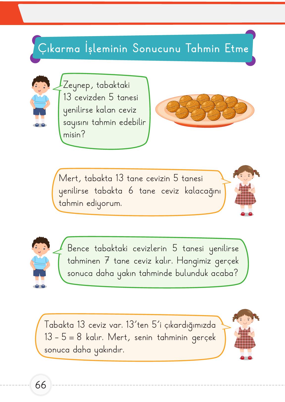 1. Sınıf Meb Yayınları Matematik Ders Kitabı 2. Kitap Sayfa 66 Cevapları