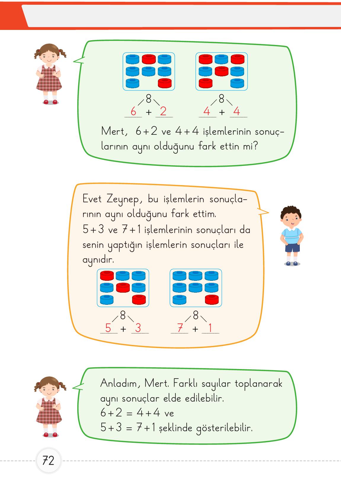 1. Sınıf Meb Yayınları Matematik Ders Kitabı 2. Kitap Sayfa 72 Cevapları