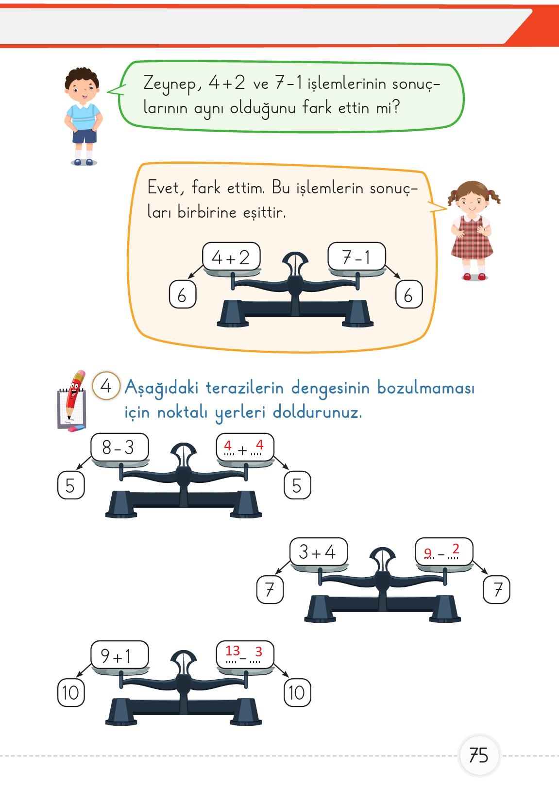 1. Sınıf Meb Yayınları Matematik Ders Kitabı 2. Kitap Sayfa 75 Cevapları