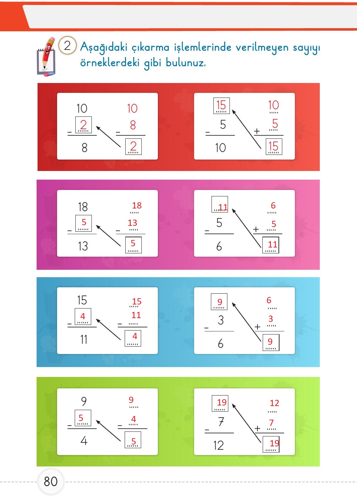 1. Sınıf Meb Yayınları Matematik Ders Kitabı 2. Kitap Sayfa 80 Cevapları