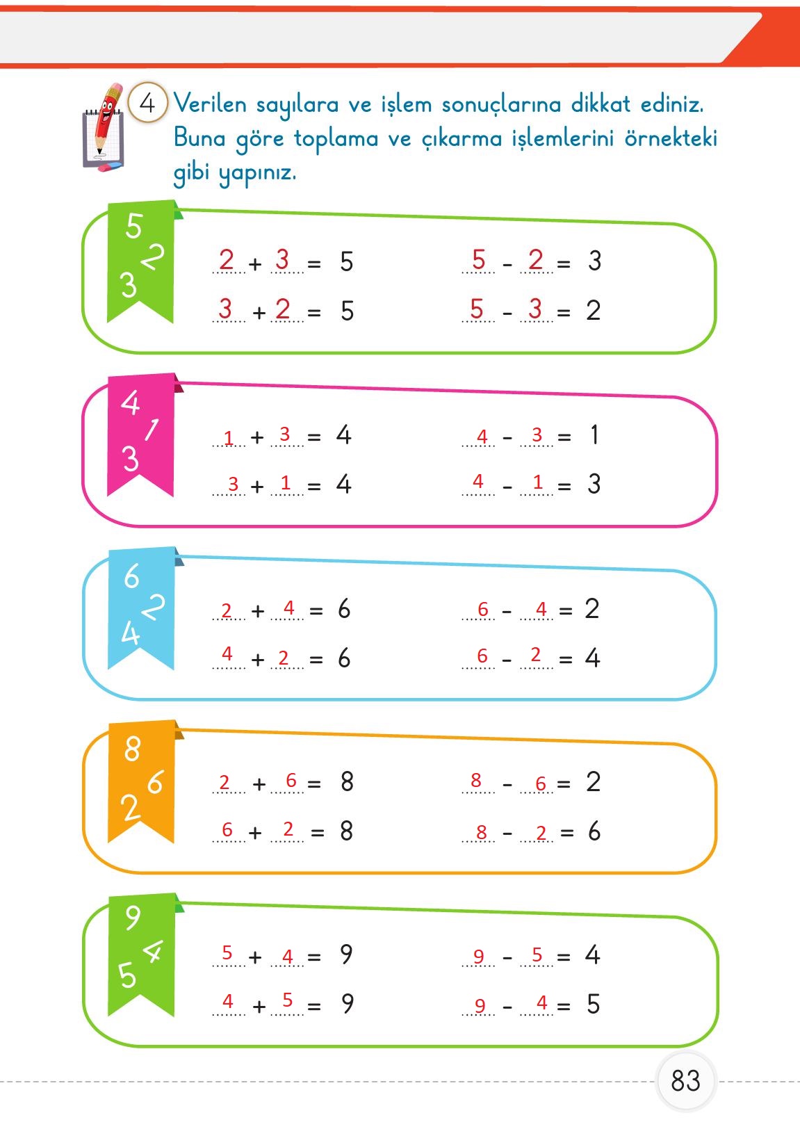 1. Sınıf Meb Yayınları Matematik Ders Kitabı 2. Kitap Sayfa 83 Cevapları