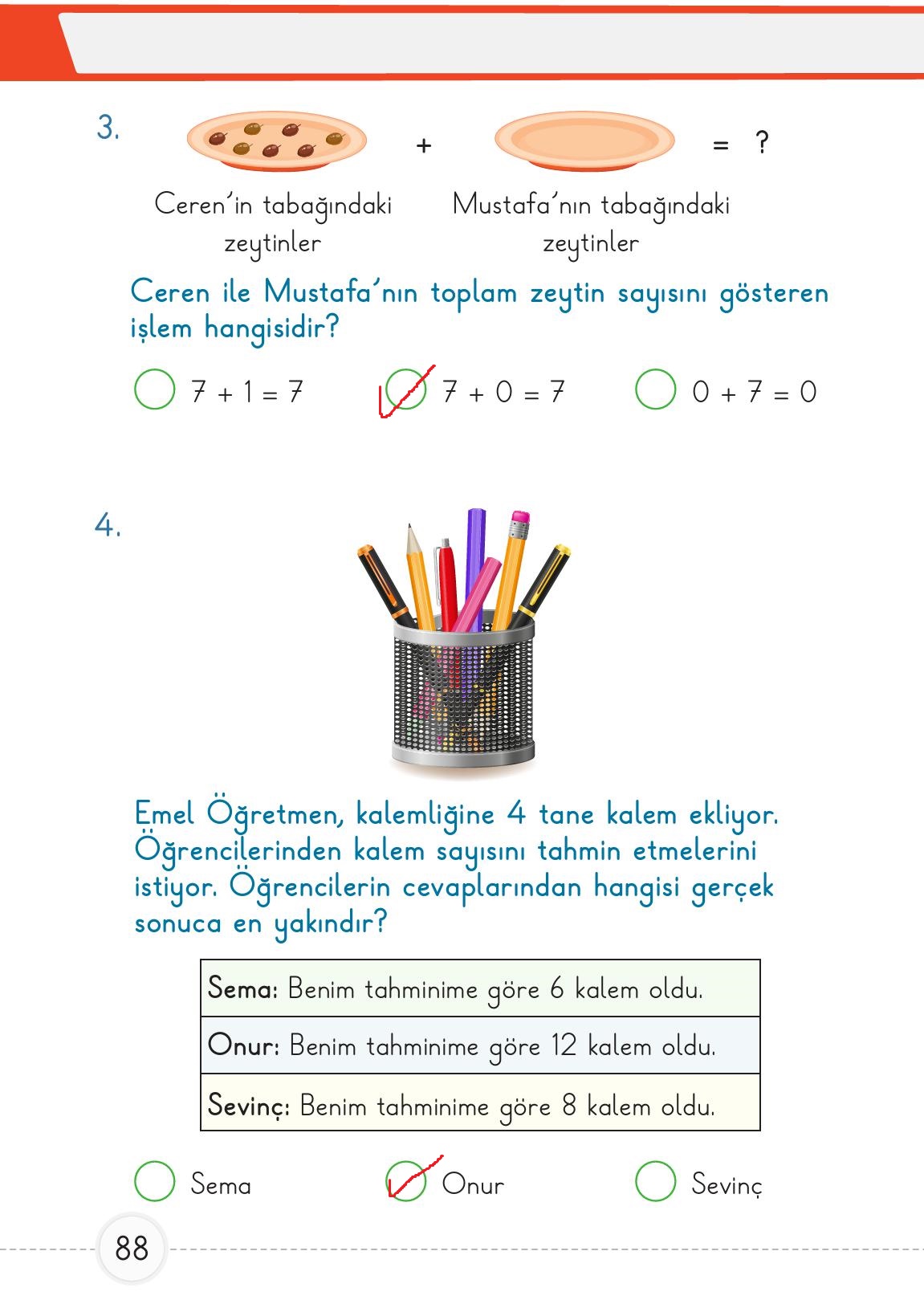 1. Sınıf Meb Yayınları Matematik Ders Kitabı 2. Kitap Sayfa 88 Cevapları 1. Sınıf Meb Yayınları Matematik Ders Kitabı 2. Kitap Sayfa 88 Cevapları