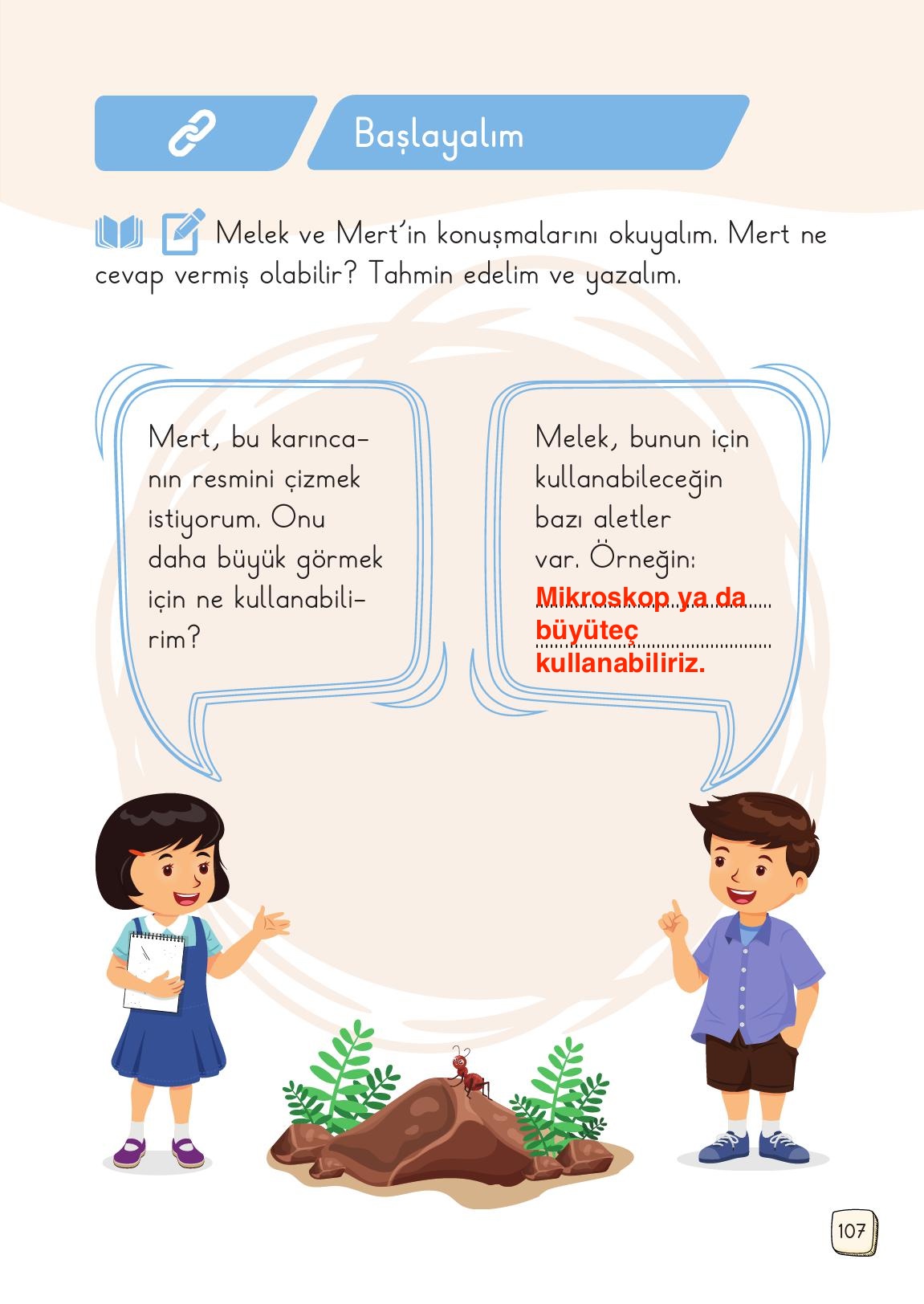 1. Sınıf Meb Yayınları Türkçe Ders Kitabı 1. Kitap Sayfa 107 Cevapları