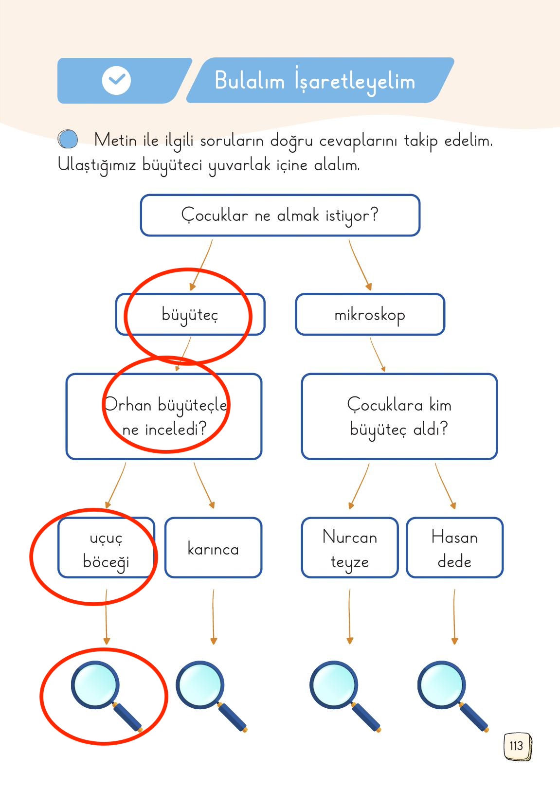 1. Sınıf Meb Yayınları Türkçe Ders Kitabı 1. Kitap Sayfa 113 Cevapları