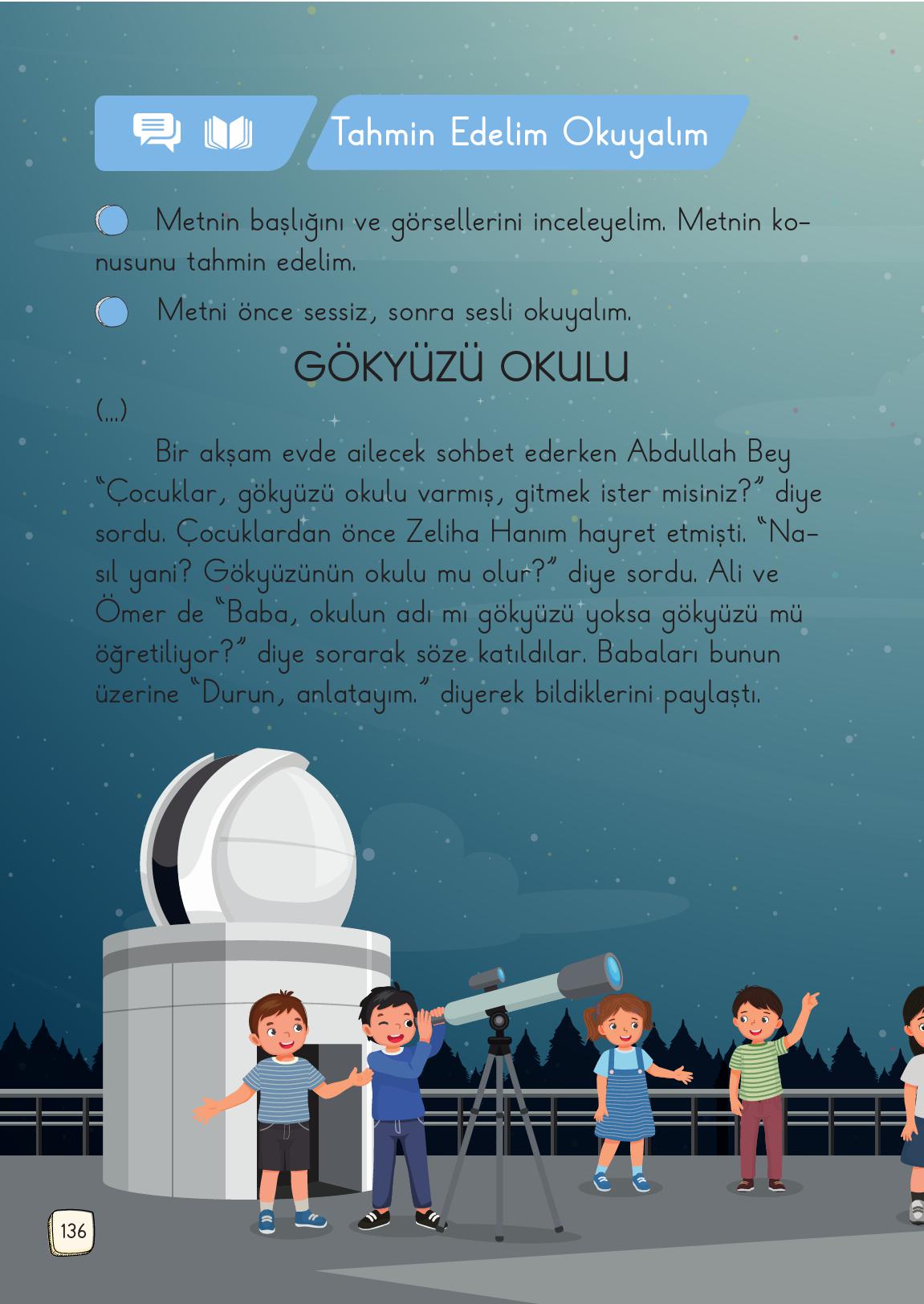 1. Sınıf Meb Yayınları Türkçe Ders Kitabı 1. Kitap Sayfa 136 Cevapları