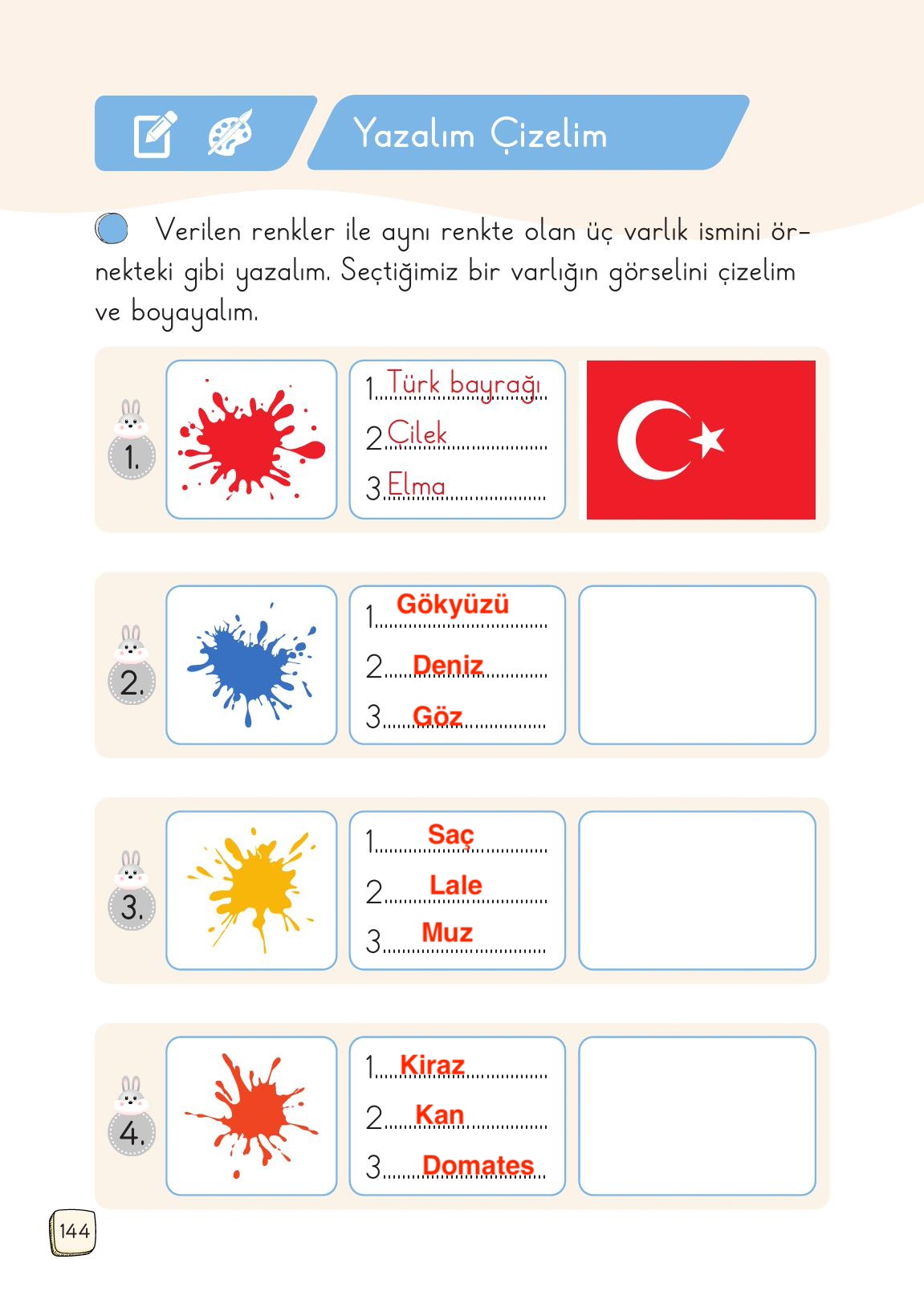 1. Sınıf Meb Yayınları Türkçe Ders Kitabı 1. Kitap Sayfa 144 Cevapları 1. Sınıf Meb Yayınları Türkçe Ders Kitabı 1. Kitap Sayfa 144 Cevapları