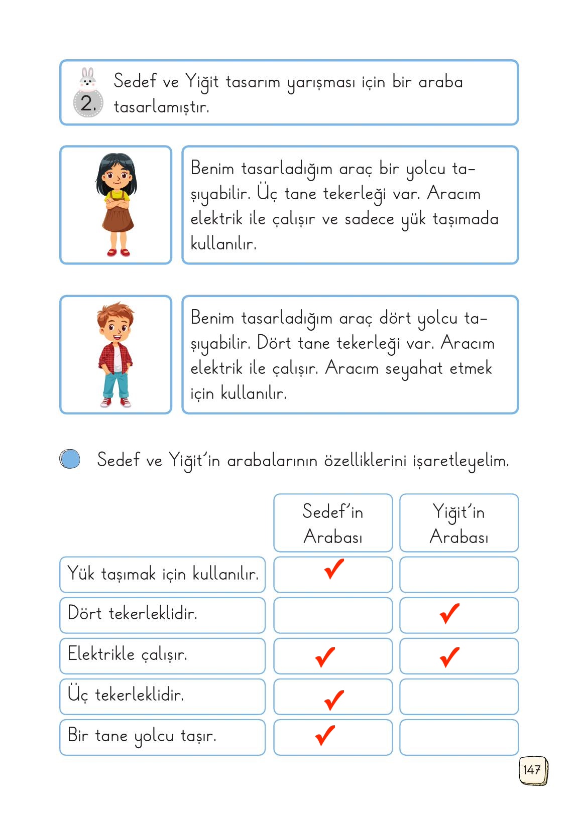 1. Sınıf Meb Yayınları Türkçe Ders Kitabı 1. Kitap Sayfa 147 Cevapları