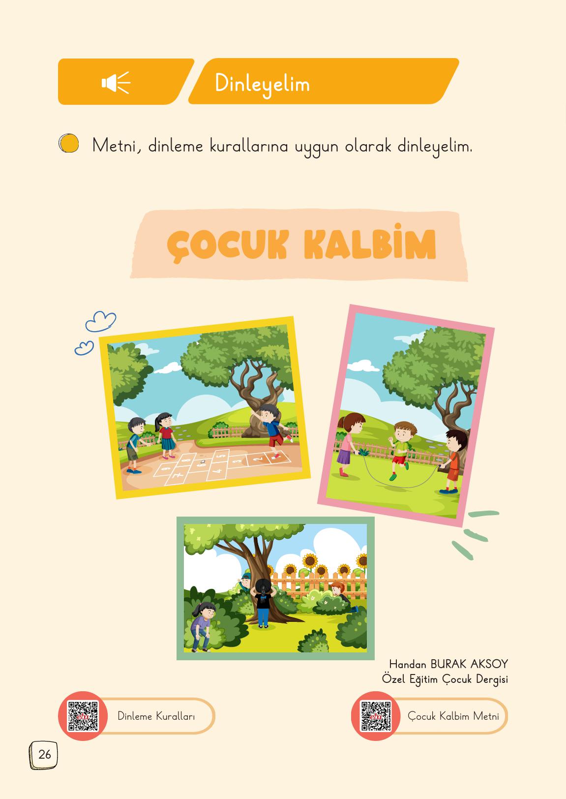 1. Sınıf Meb Yayınları Türkçe Ders Kitabı 1. Kitap Sayfa 26 Cevapları