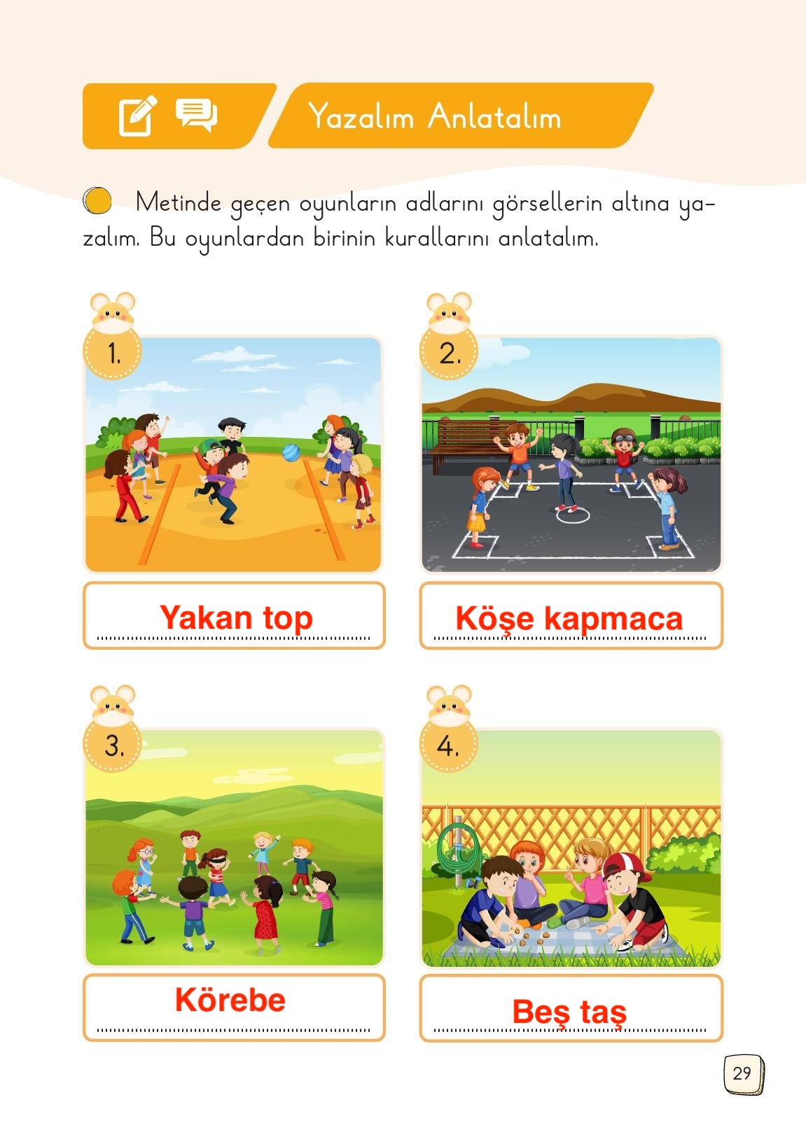 1. Sınıf Meb Yayınları Türkçe Ders Kitabı 1. Kitap Sayfa 29 Cevapları
