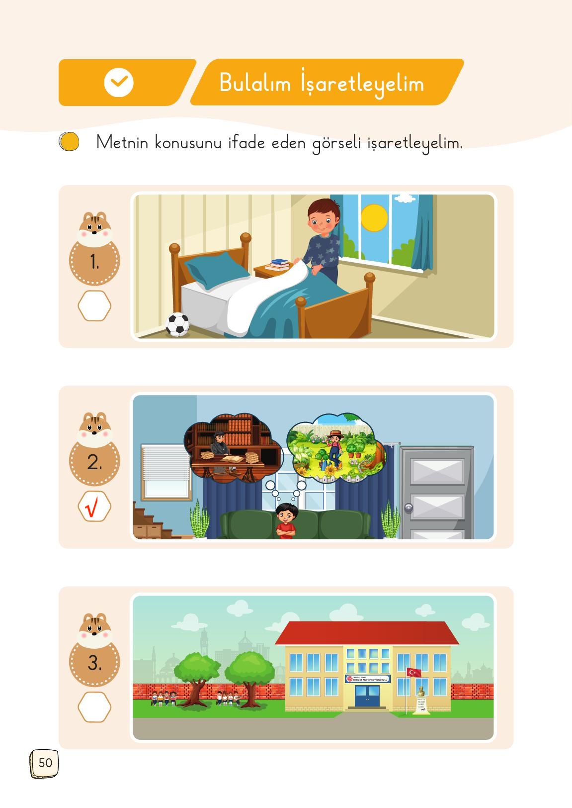 1. Sınıf Meb Yayınları Türkçe Ders Kitabı 1. Kitap Sayfa 50 Cevapları