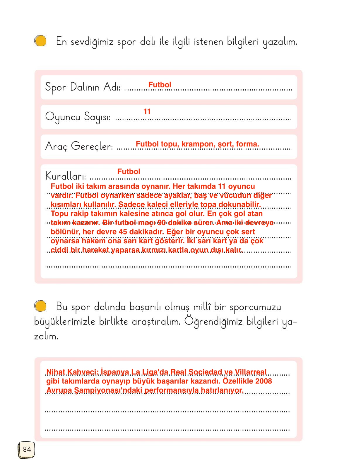 1. Sınıf Meb Yayınları Türkçe Ders Kitabı 1. Kitap Sayfa 84 Cevapları